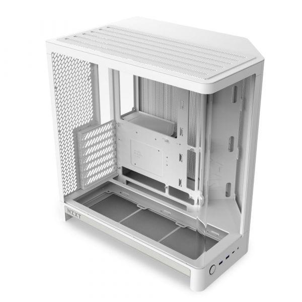 Caixa de PC NZXT H6 Flow (Mid-Tower - ATX, Micro ATX, Mini-ITX - Vidro temperado - Branco)