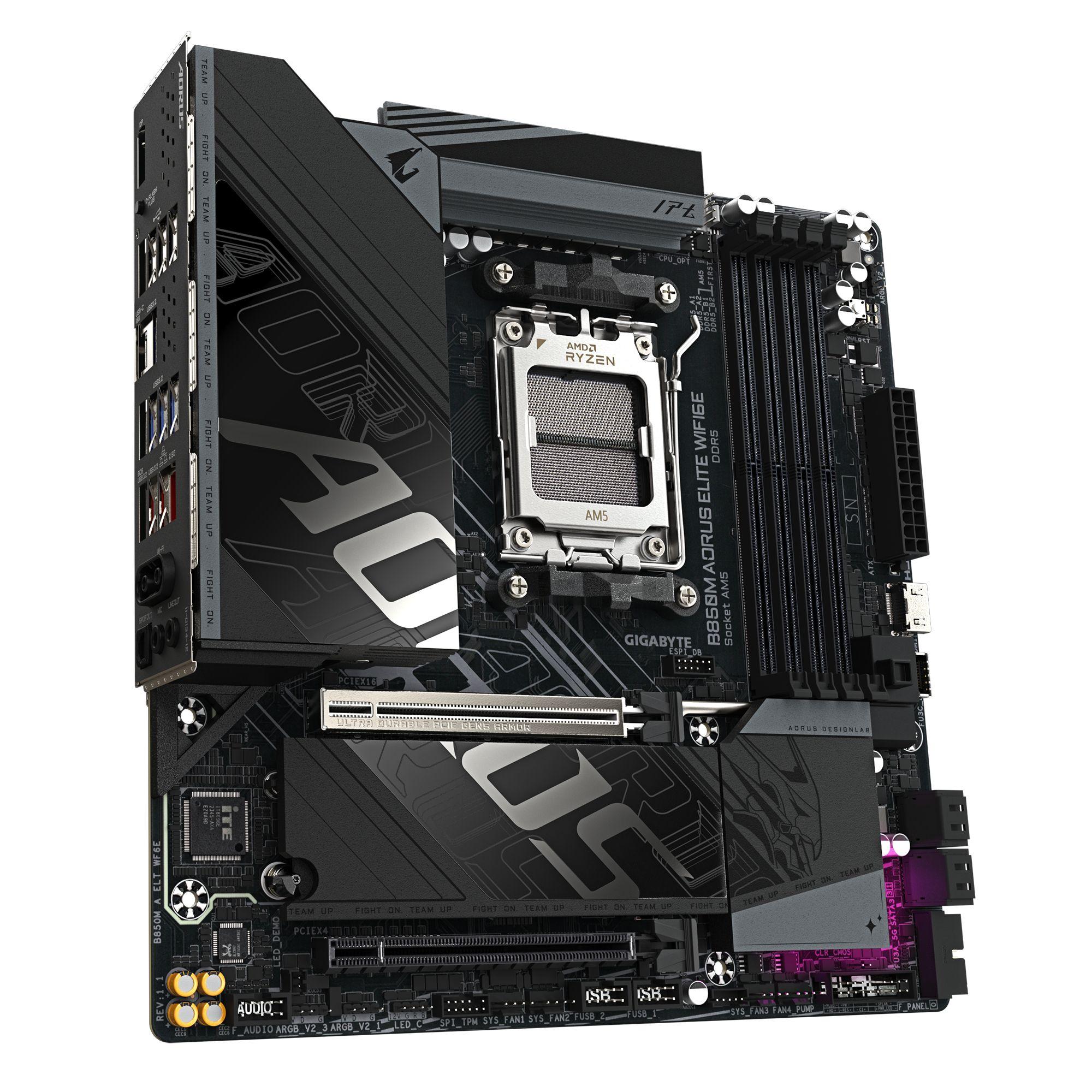 Motherboard GIGABYTE B850M AORUS ELITE WIFI6E (AM5 - micro-ATX - Duplo canal - Preto), miniatura 4