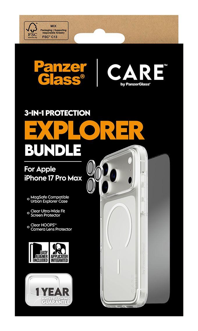 Conjunto de Proteção de Ecrã PANZERGLASS CARE 3-in-1 Flagship Explorer Bundle iPhone 17 Pro Max (Apple - Transparente) — miniatura 3