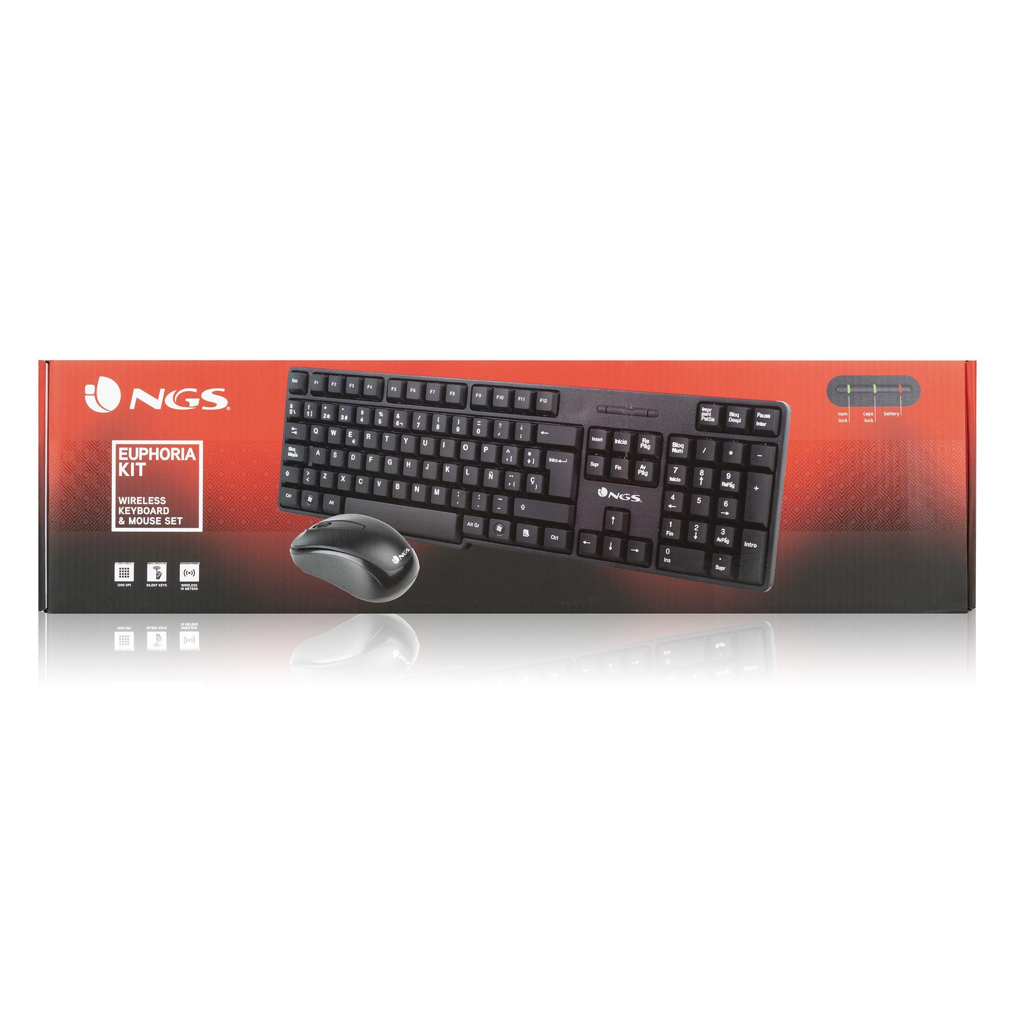 Teclado e Rato NGS Euphoria Kit (Inglês - Tamanho completo - RF Wireless - Preto), miniatura 8