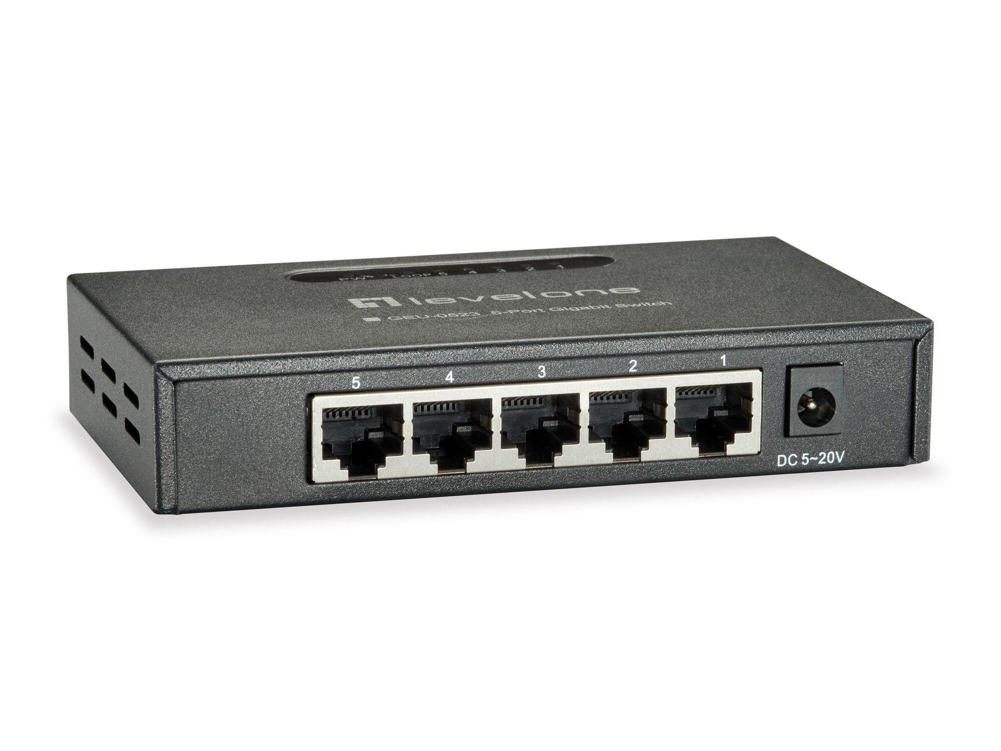 Switch LEVELONE GEU-0523 (Gigabit Ethernet - 10 Gbit/s - Preto)