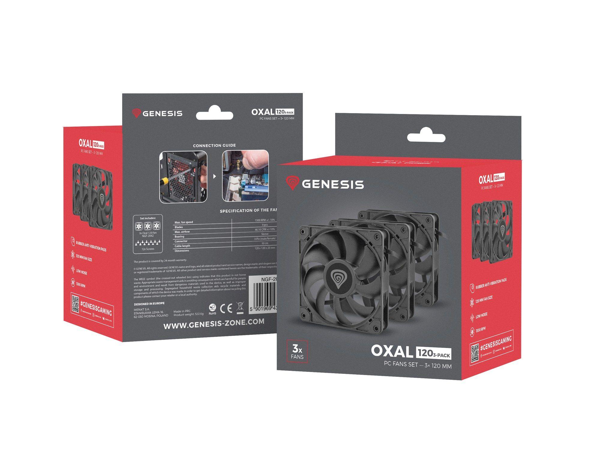 Ventoinha para Caixa de PC GENESIS Oxal 120 (Plástico - 1,8 W - Preto) — miniatura 5