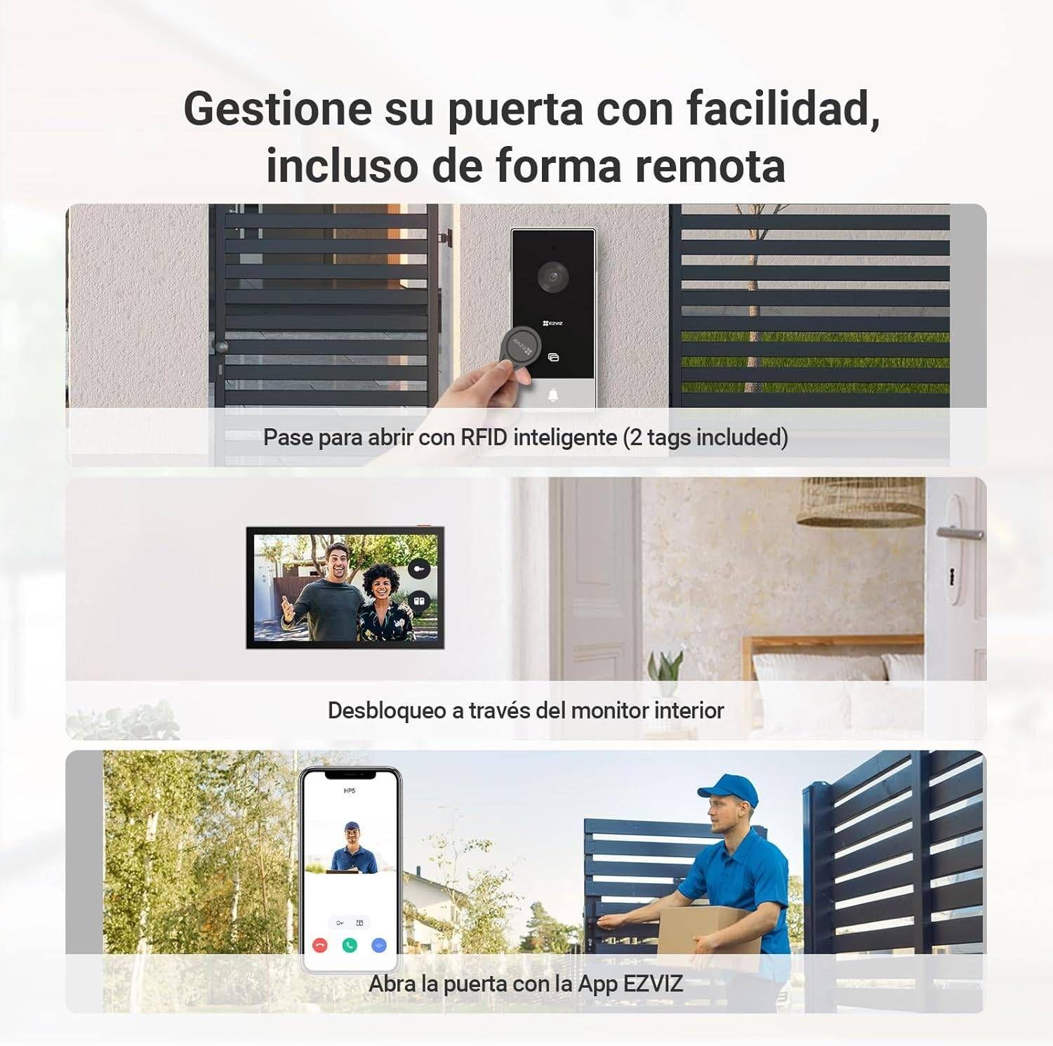 Vídeo Porteiro Inteligente EZVIZ HP5 (7" - Wi-Fi - Preto e Prateado) — miniatura 3