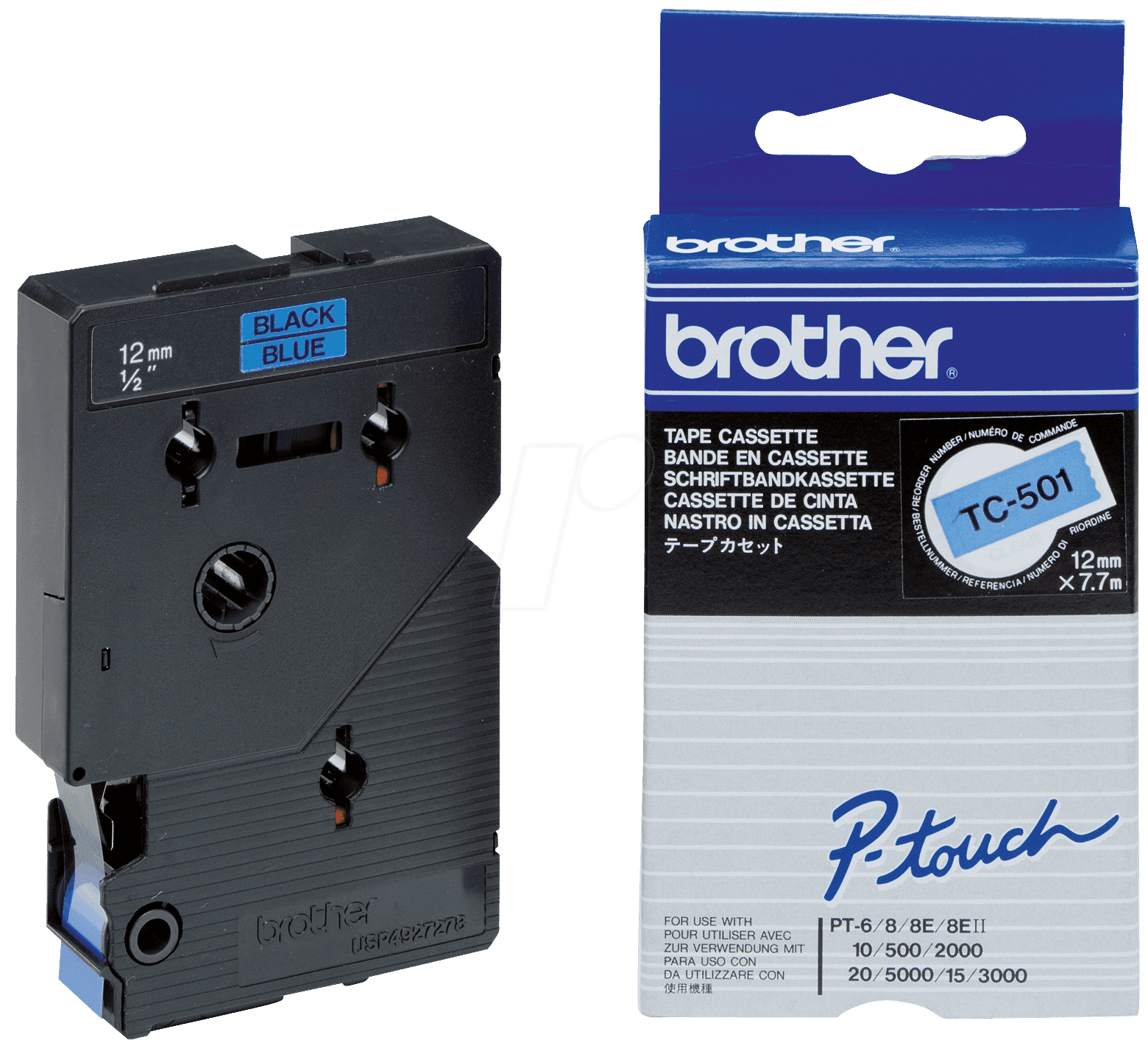 Fita de Impressão BROTHER TC-501 (Preto sobre Azul), miniatura 3