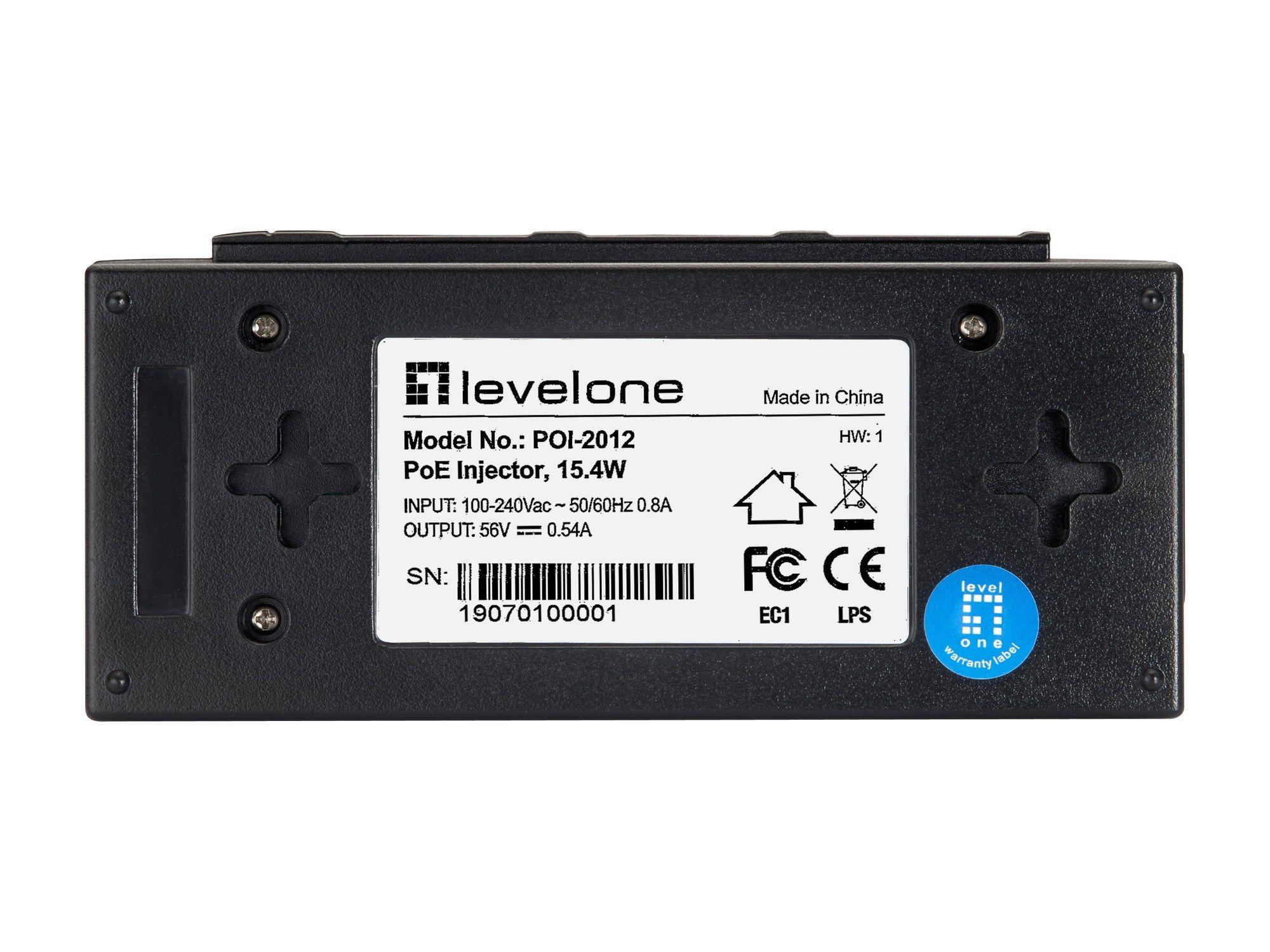 Injetor PoE Ethernet LEVELONE POI-2012 (Fast Ethernet - 1 unidade - 10/100 Mbit/s - Preto), miniatura 5