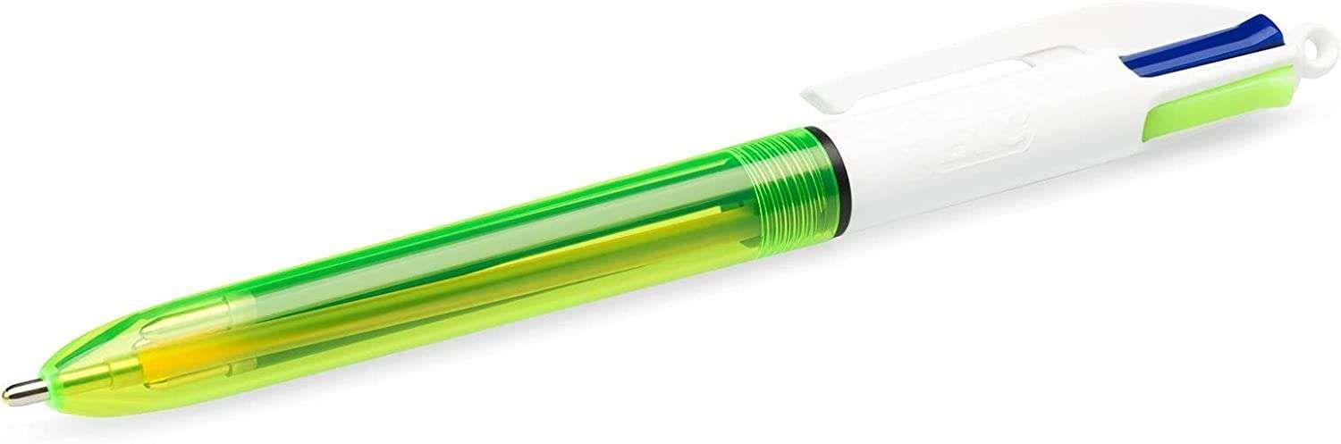 Caneta Esferográfica BIC 4 Colours Fluo (Preto, Azul, Vermelho e Amarelo Fluorescente)
