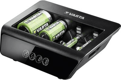 Carregador de Pilhas VARTA LCD Universal Charger+ (AA, AAA, C, D, 9V - AC - Preto)