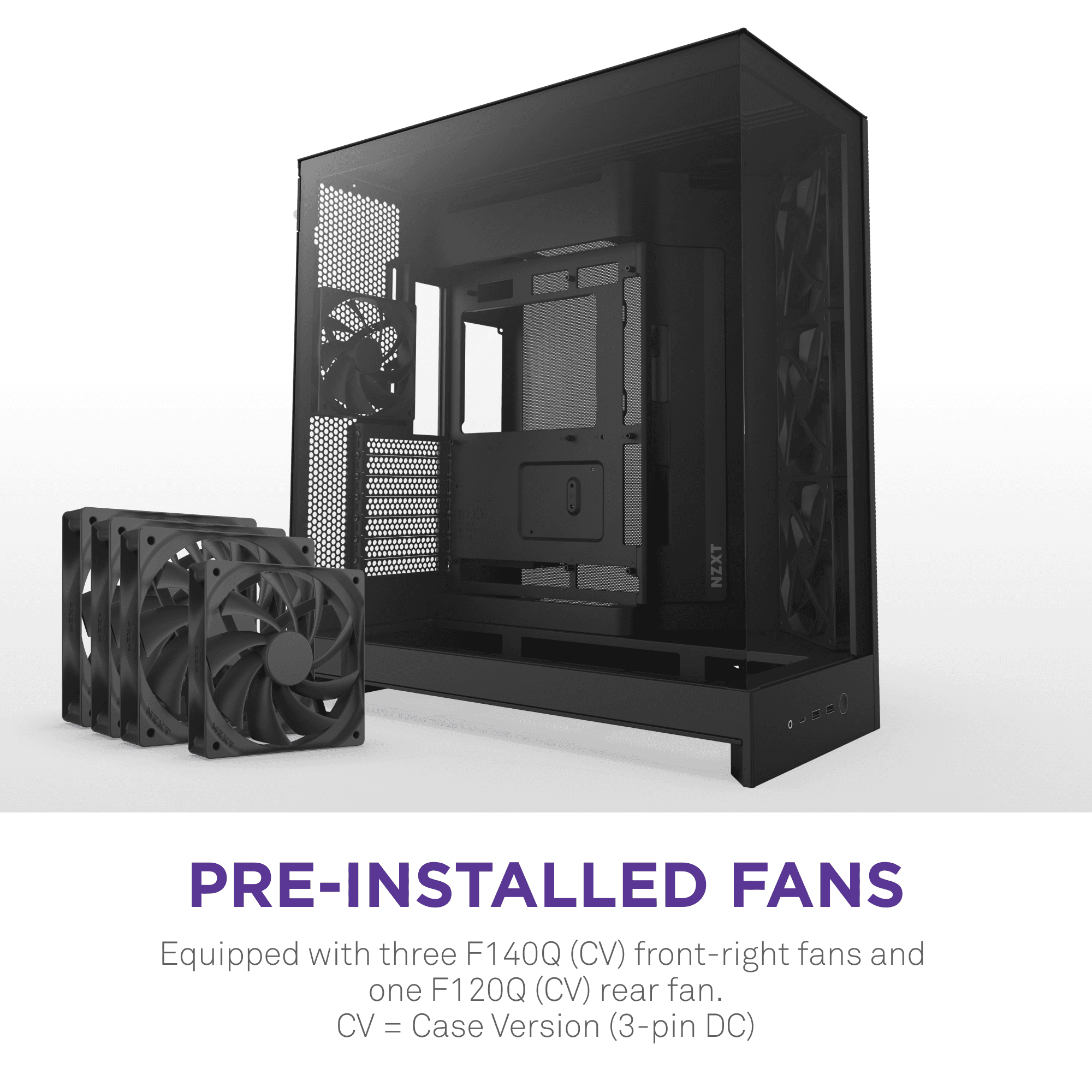 Caixa PC NZXT H9 Flow (2025) (ATX, EATX, micro ATX, Mini-ITX - Mid Tower - SGCC, vidro temperado, rede - Preto) — miniatura 4