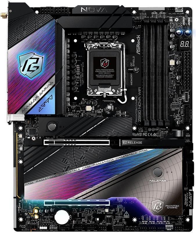 Motherboard ASROCK Phantom Gaming Z890 Nova WiFi (LGA 1851 - Intel Core Ultra Série 2 - ATX - Preto)