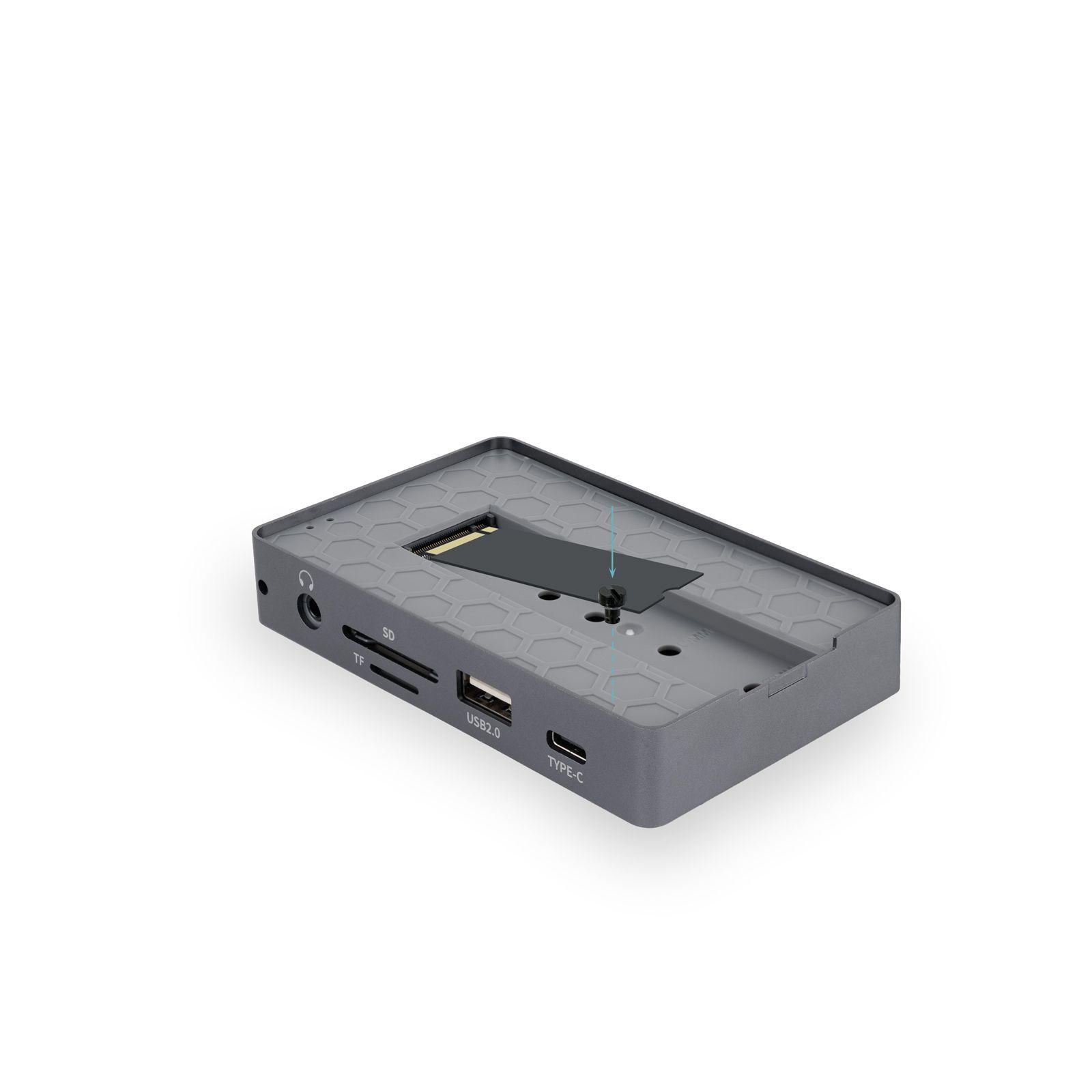 Caixa Externa M.2 e Hub USB-C TOOQ TQE-2242G (8 TB - PCI Express, SATA NVMe - Cinzento) — miniatura 5