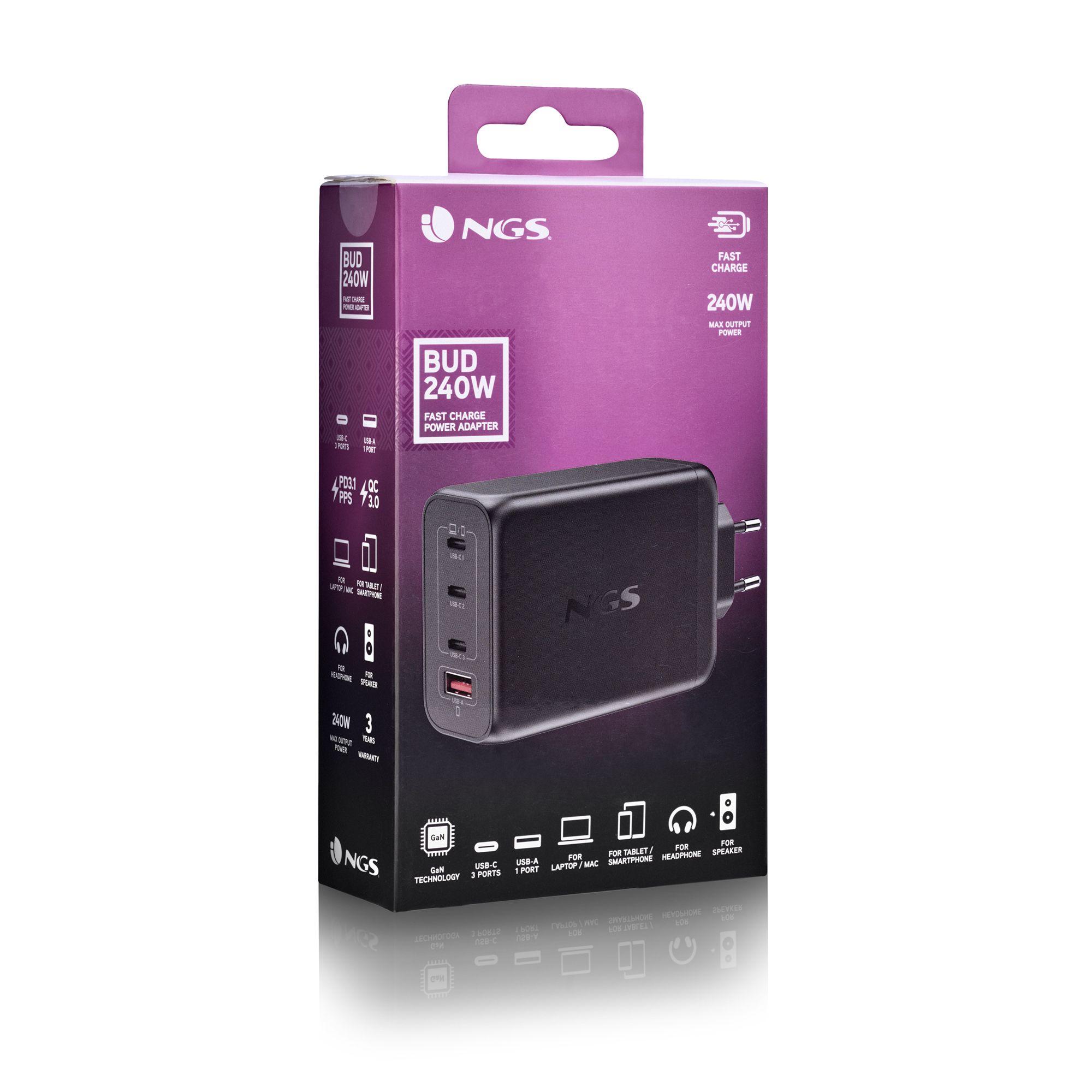 Carregador de Parede NGS BUD 240W (Universal - Corrente alternada - Preto), miniatura 5