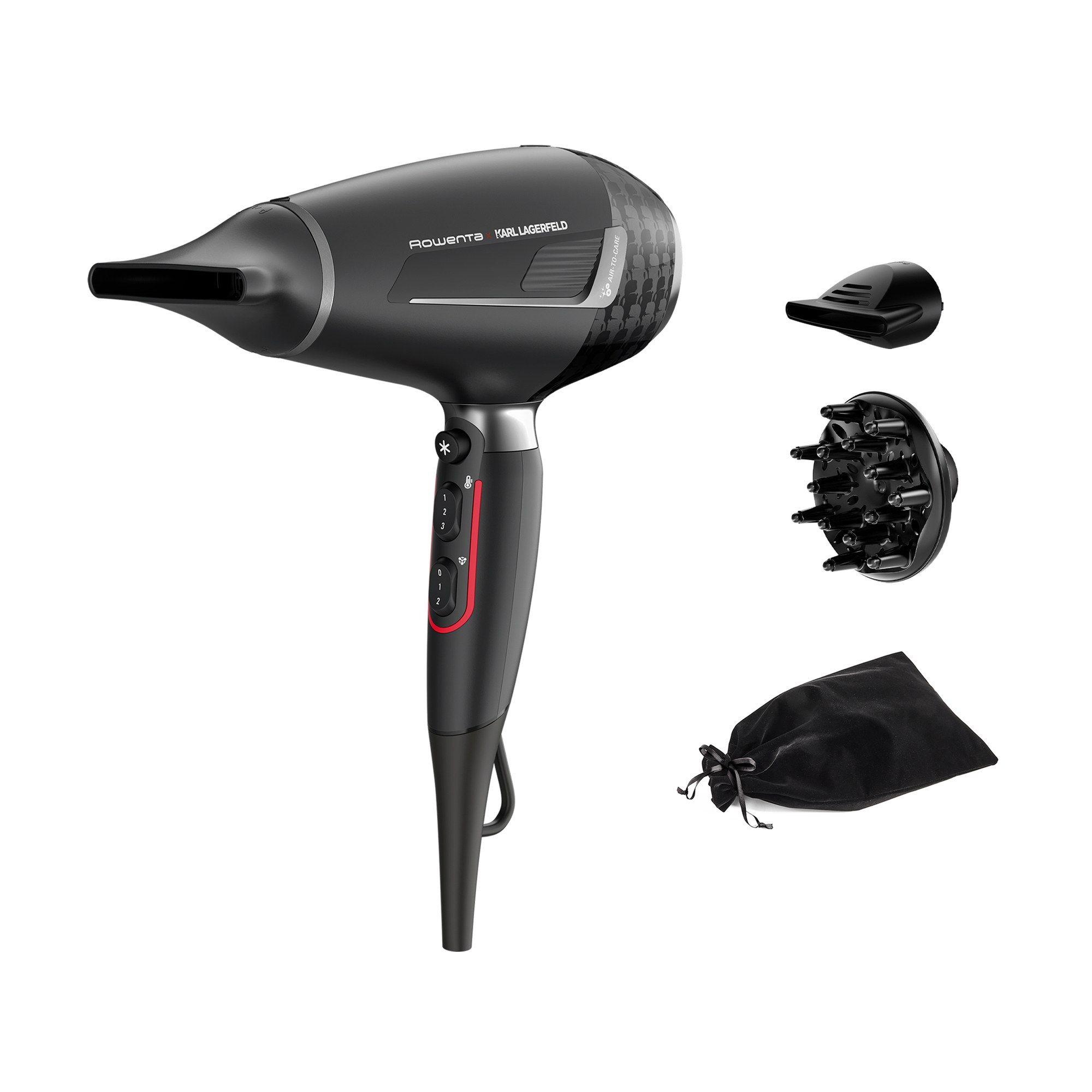 Secador de Cabelo ROWENTA Karl Lagerfeld K/ Pro Stylist CV888LF0 (Preto e Cromado)