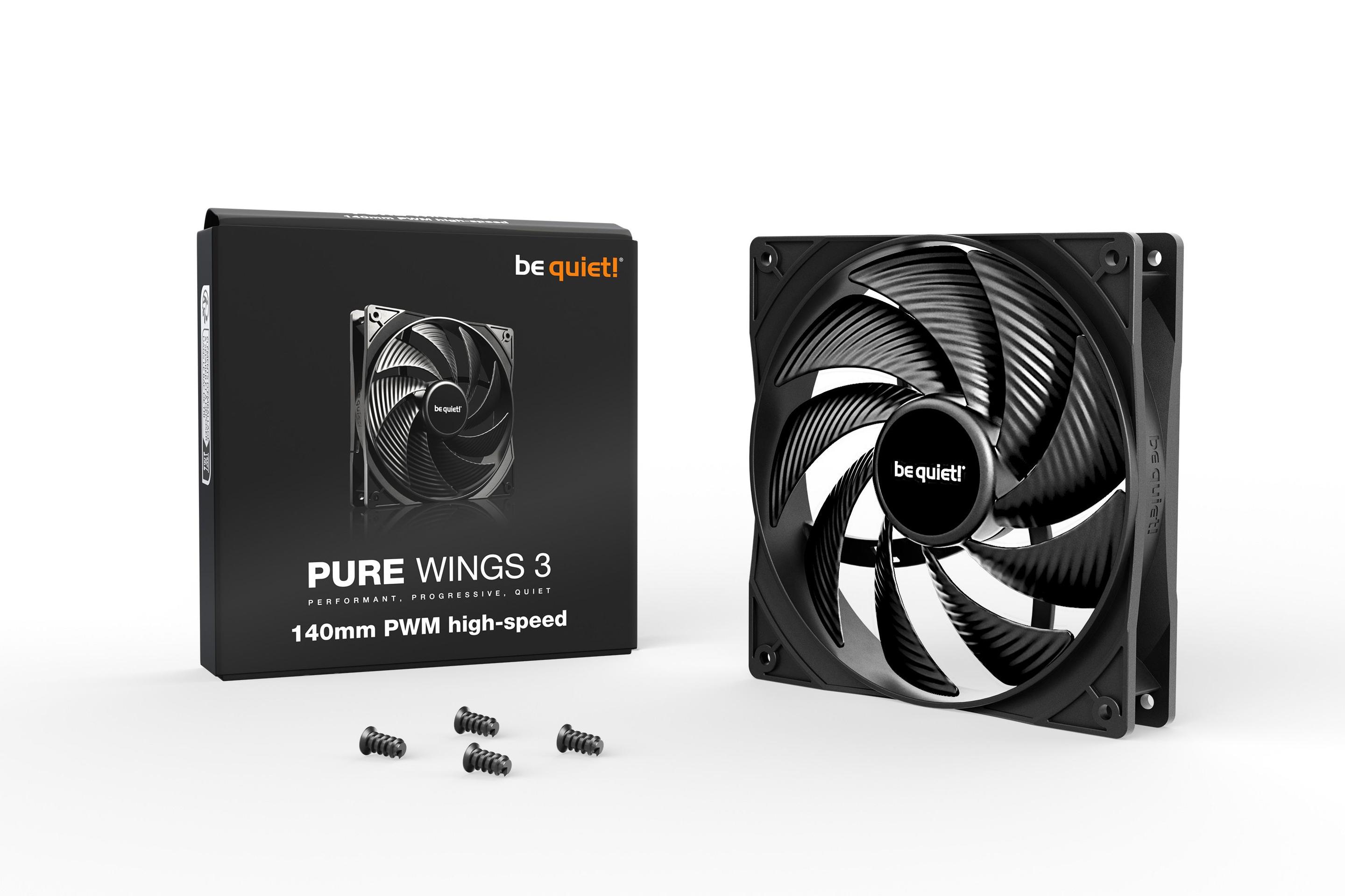 Ventoinha para Caixa de PC BE QUIET! Pure Wings 3 140mm PWM high-speed (6 W - Preto) — miniatura 3