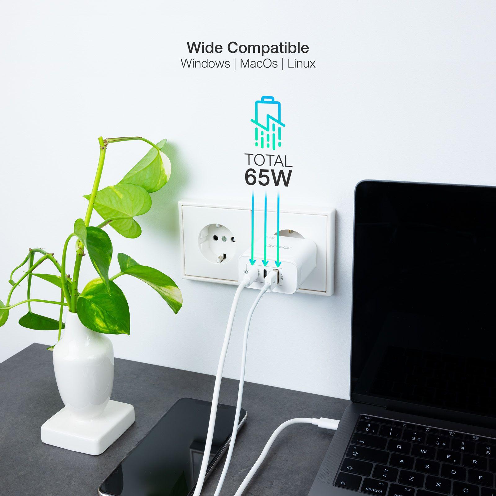 Carregador de Parede TOOQ TQWC-GANQC2PD65WT (65 W - Branco), miniatura 3