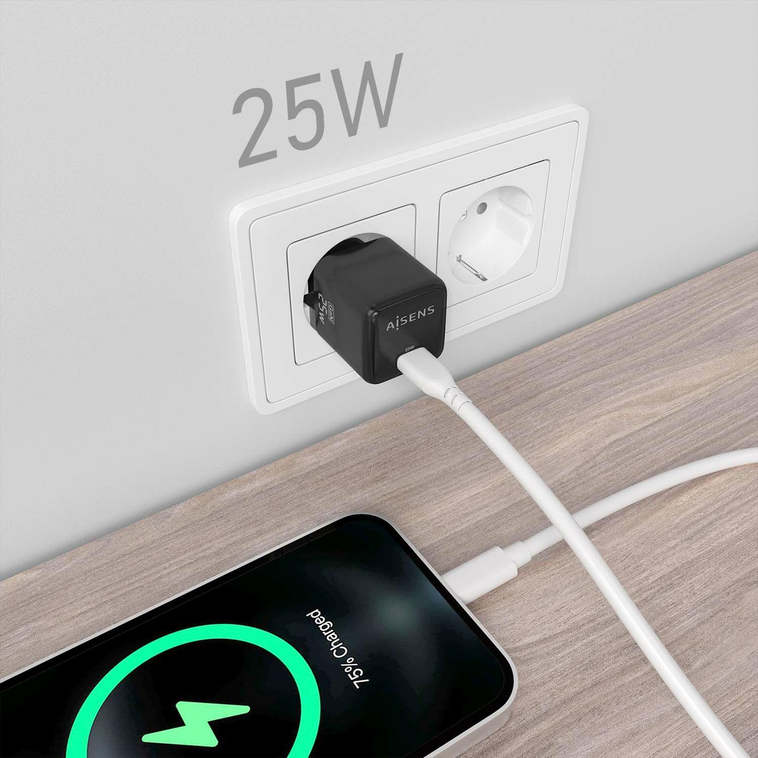 Carregador de Dispositivos Móveis AISENS ASCH-25W1P013-BK (25 W - Preto), miniatura 5