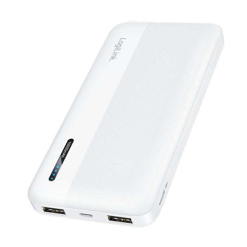 Powerbank LOGILINK PA0338WRF (10000 mAh - 12 W - Micro-USB + USB Type-C - Branco)