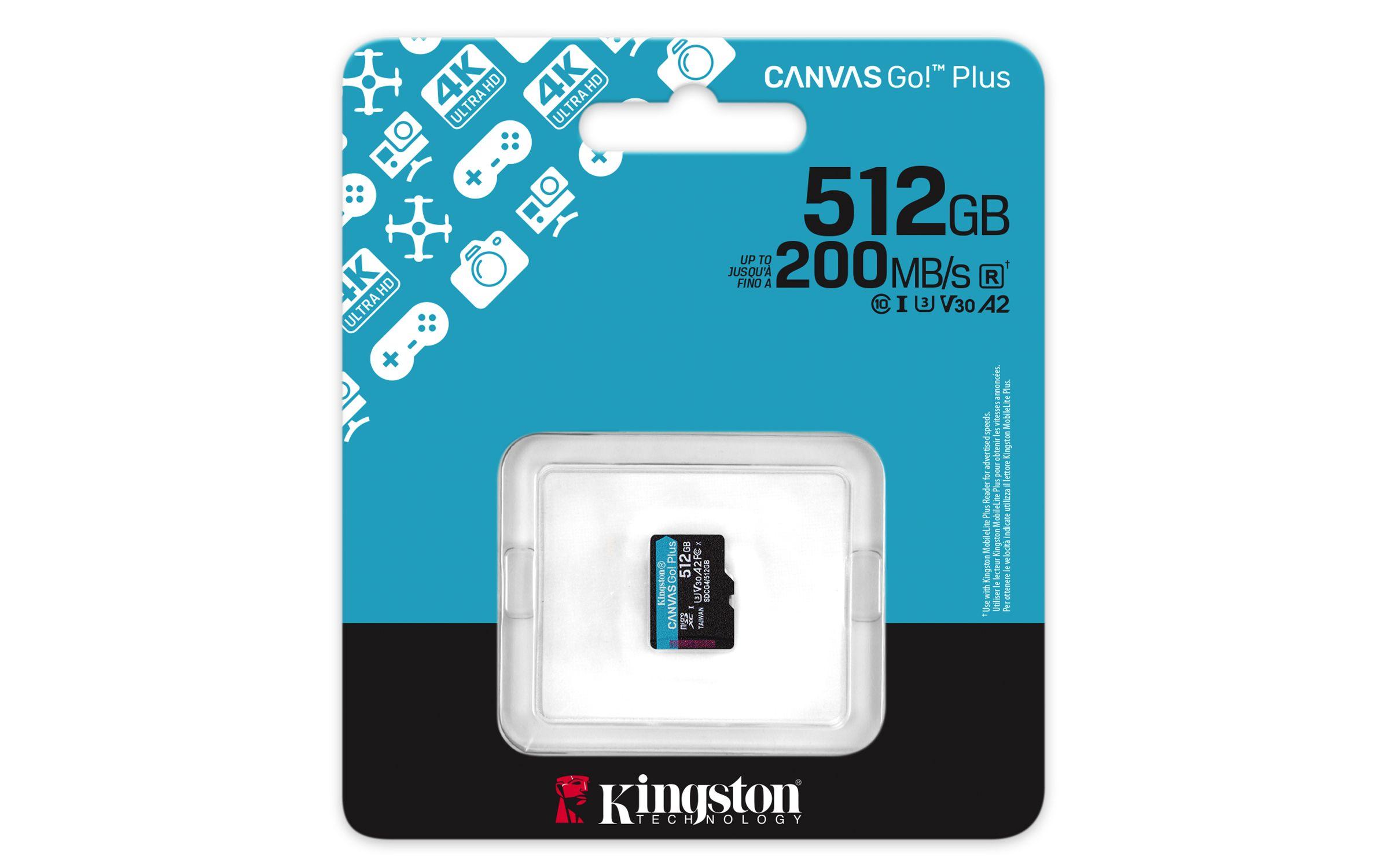 Cartão de Memória KINGSTON Canvas Go! Plus (512GB - Classe 10 - 200 MB/s - Preto e Turquesa), miniatura 3