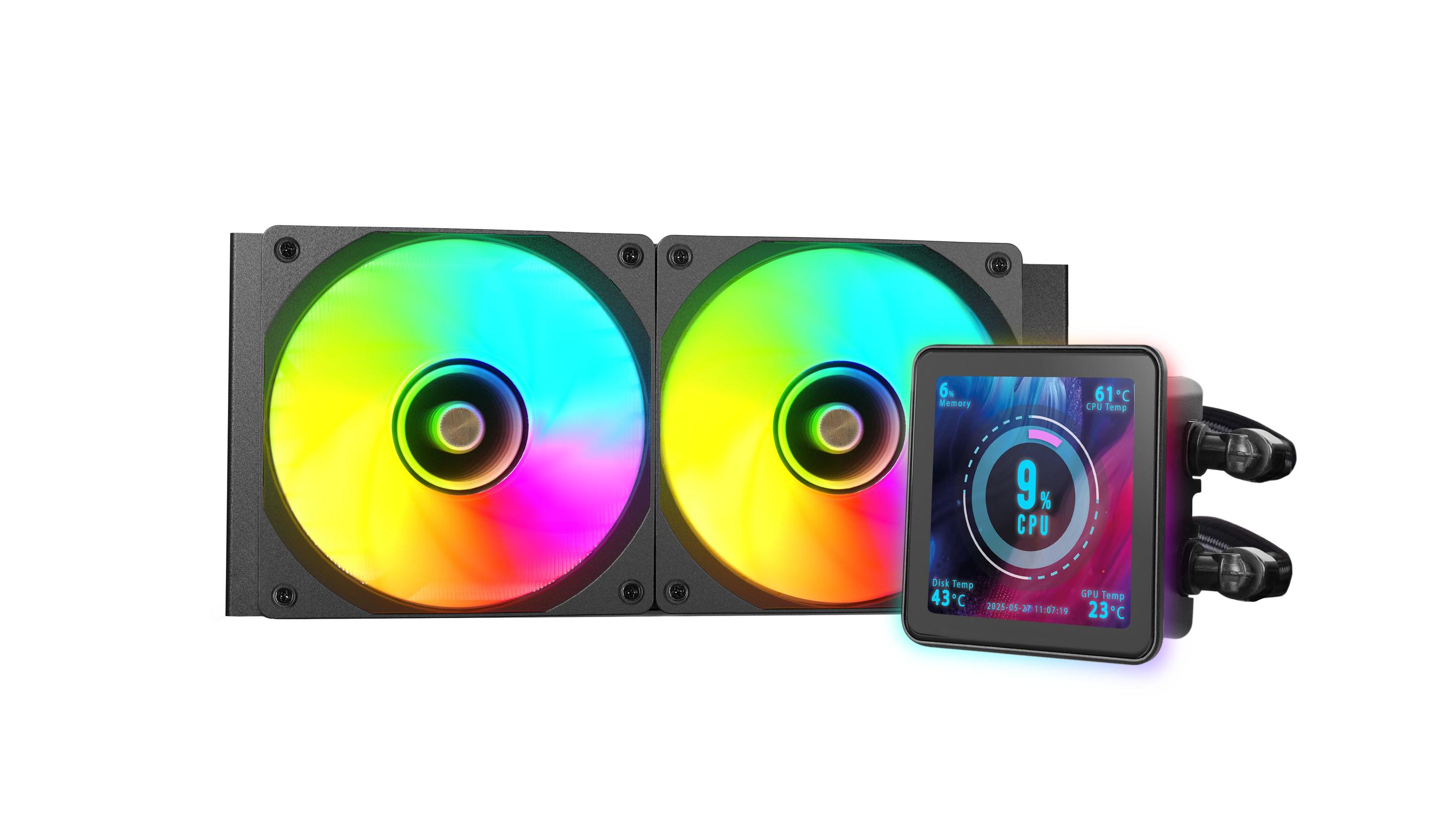 Sistema de Refrigeração Líquida AIO MARS GAMING ML-VISIONPRO240 (120 mm - 2 ventoinhas - 2300 RPM - Preto) — miniatura 2