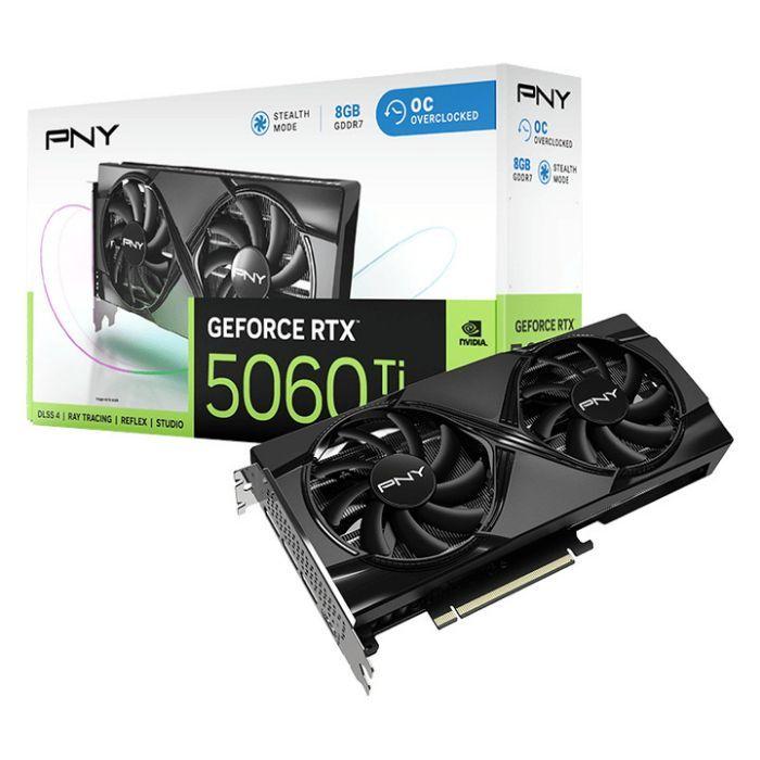 Placa Gráfica PNY GeForce RTX 5060 Ti Gaming Dual Fan OC (GeForce RTX 5060 Ti - 8 GB - GDDR7 - Preto)