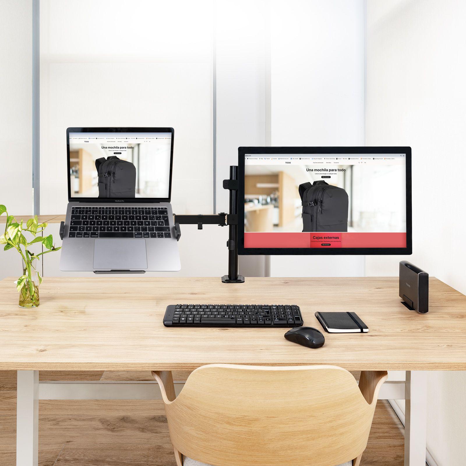 Suporte de Secretária para Dois Monitores e Portátil TOOQ DB1200TN-B (Preto), miniatura 3