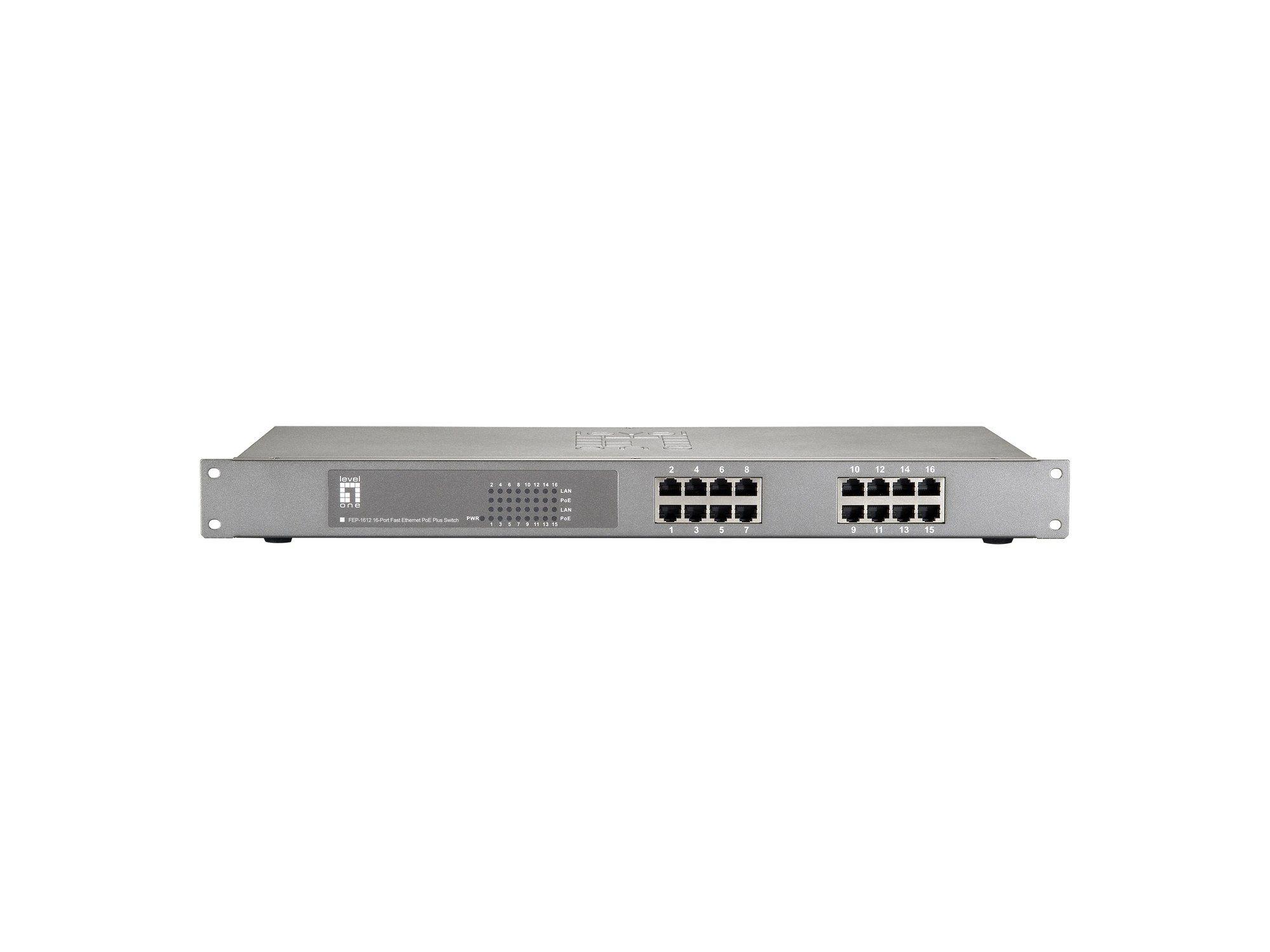 Switch de Rede LEVEL ONE FEP-1612W120 (Fast Ethernet - 160 KB - 3,2 Gbit/s - Cinzento)