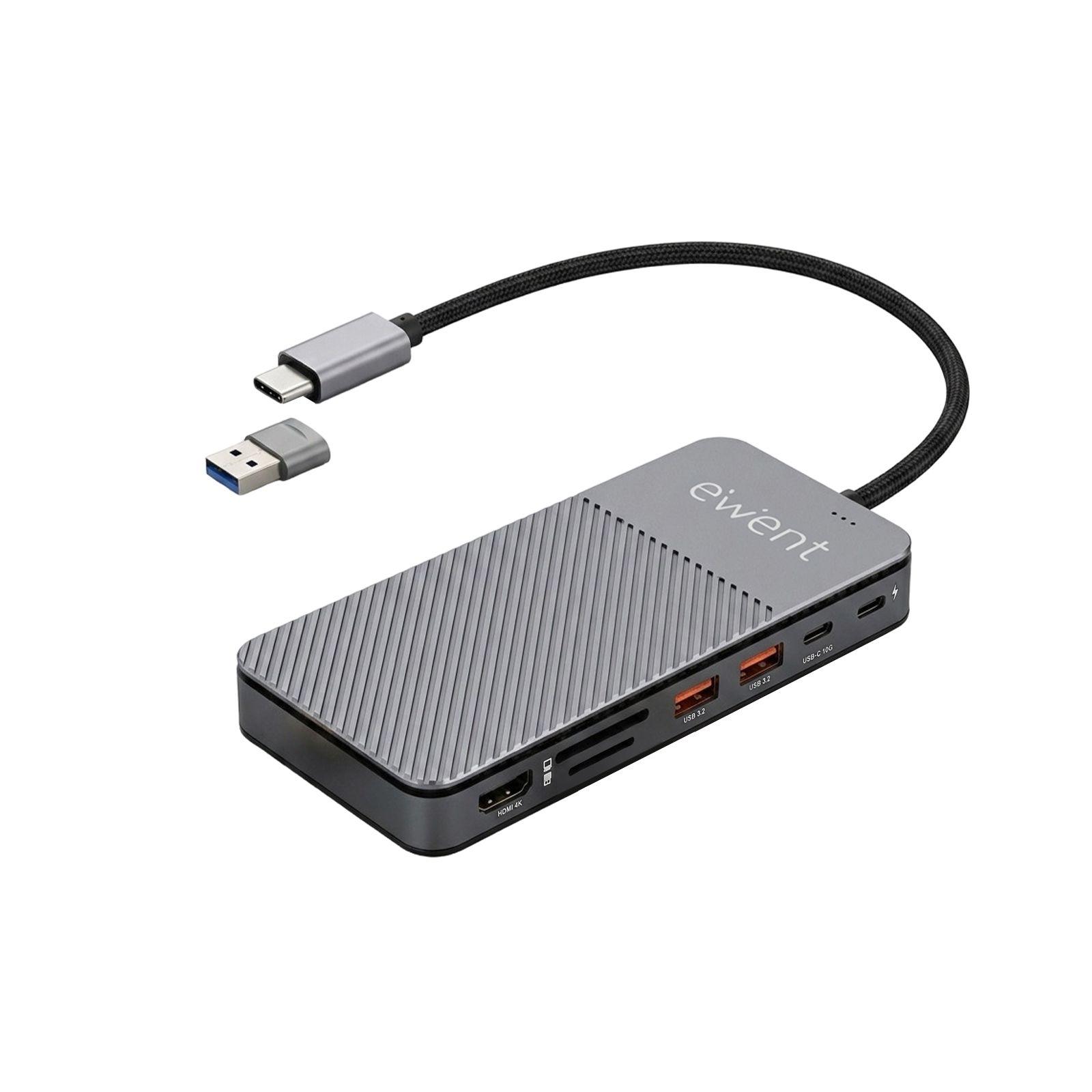 Hub USB-C EWENT EW1156 (0,18 m - Alumínio)
