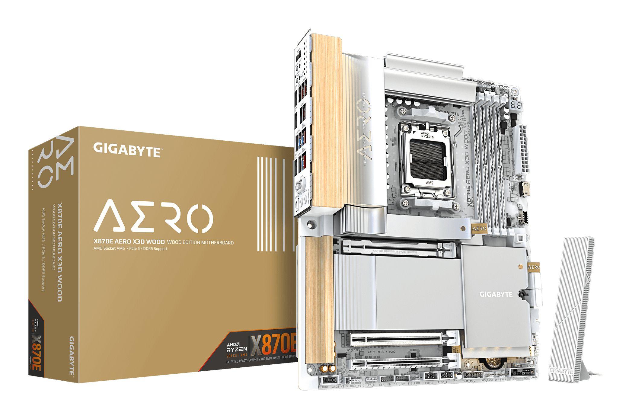 Motherboard GIGABYTE X870E AERO X3D WOOD (AM5 - ATX - Duplo canal - Branco)