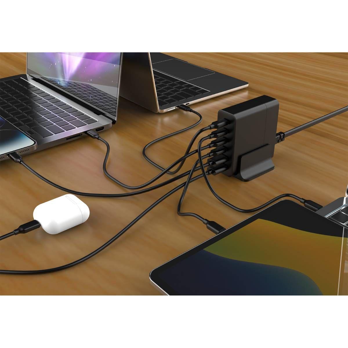 Carregador USB GaN GEMBIRD TA-UC-2A4C-PD75-01-BK (75 W - 25 W - Quick Charge 3.0 - Preto), miniatura 3