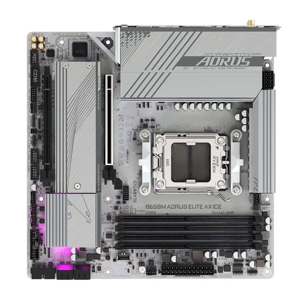 Motherboard GIGABYTE B650M AORUS ELITE AX ICE (AM5 - micro ATX - Duplo canal - Branco), miniatura 5