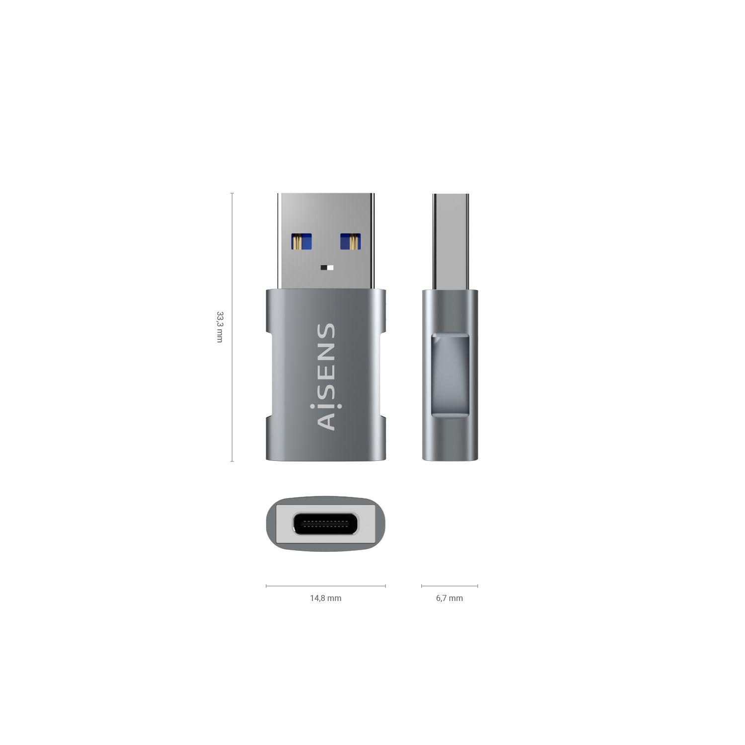 Mini Adaptador USB-C para USB-A AISENS A108-0655 (USB A - USB C - Cinzento) — miniatura 3