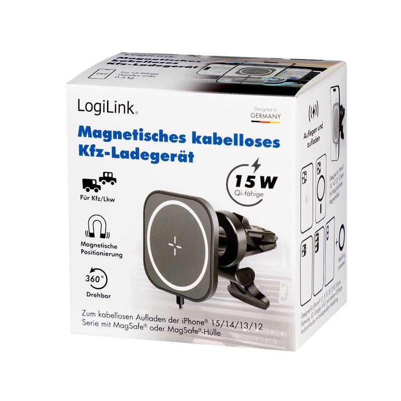 Suporte para Telemóvel com Carregador Sem Fios LOGILINK PA0329 (15 W - Preto), miniatura 6