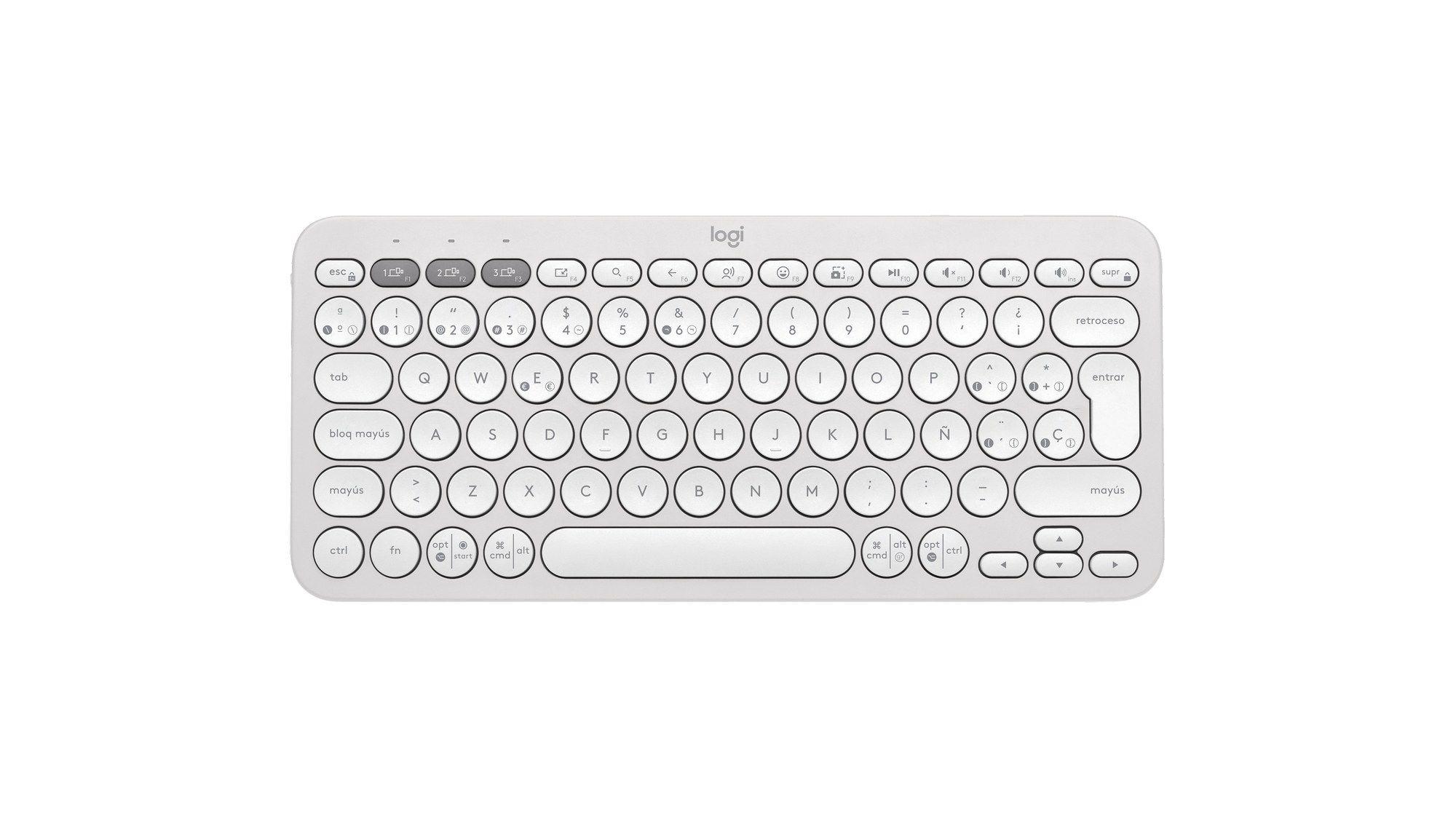Teclado LOGITECH Pebble Keys 2 K380s (Espanhol - Teclas tesoura - Mini - Branco)