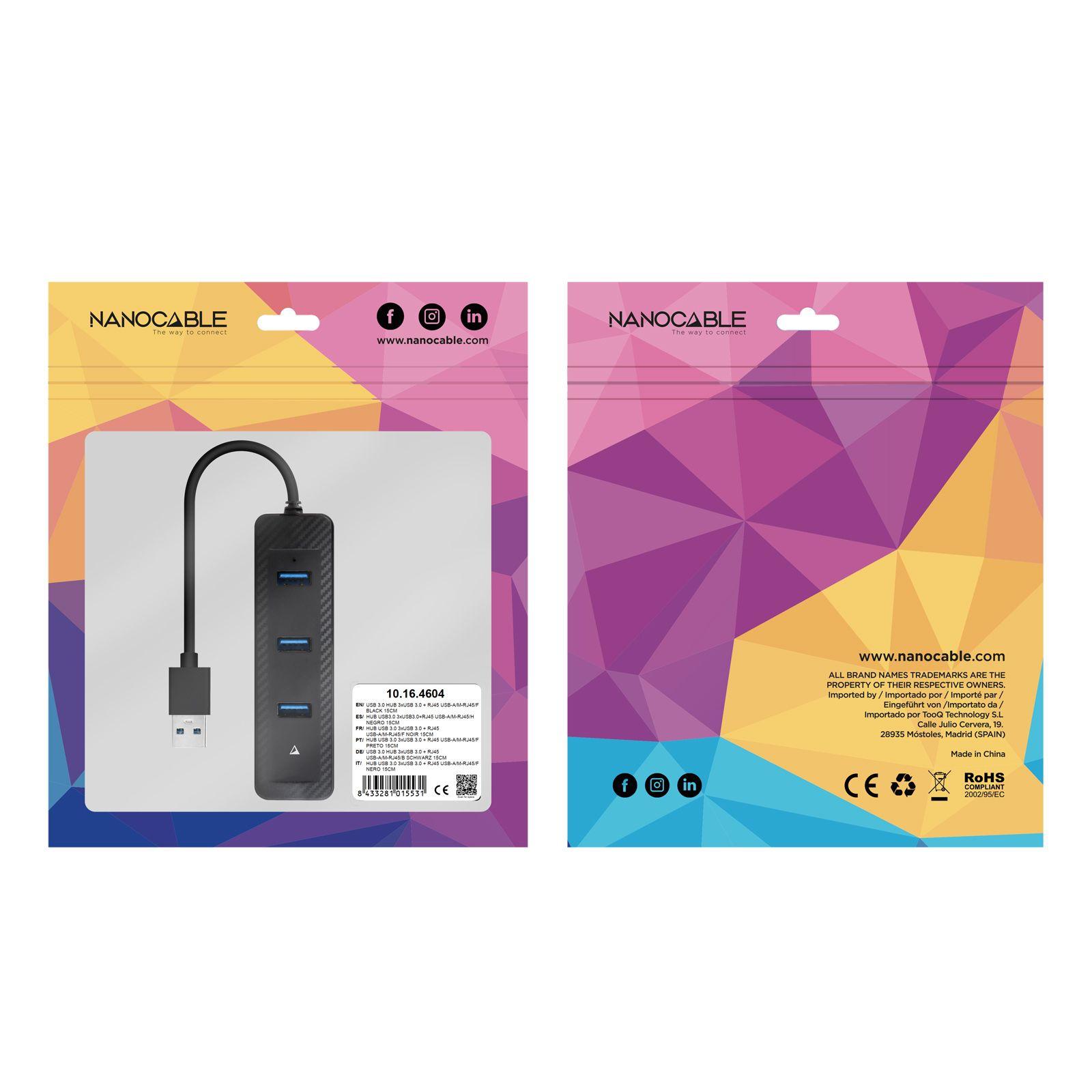 Hub USB NANOCABLE 10.16.4604 (0,15 m - Preto) — miniatura 5