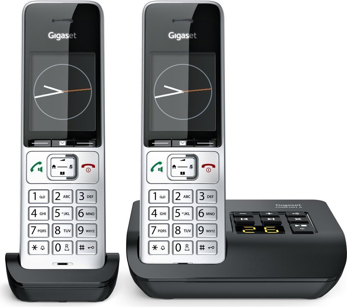 Telefone Sem Fios GIGASET COMFORT 500A duo (17 h em conversação - Preto/Prateado)