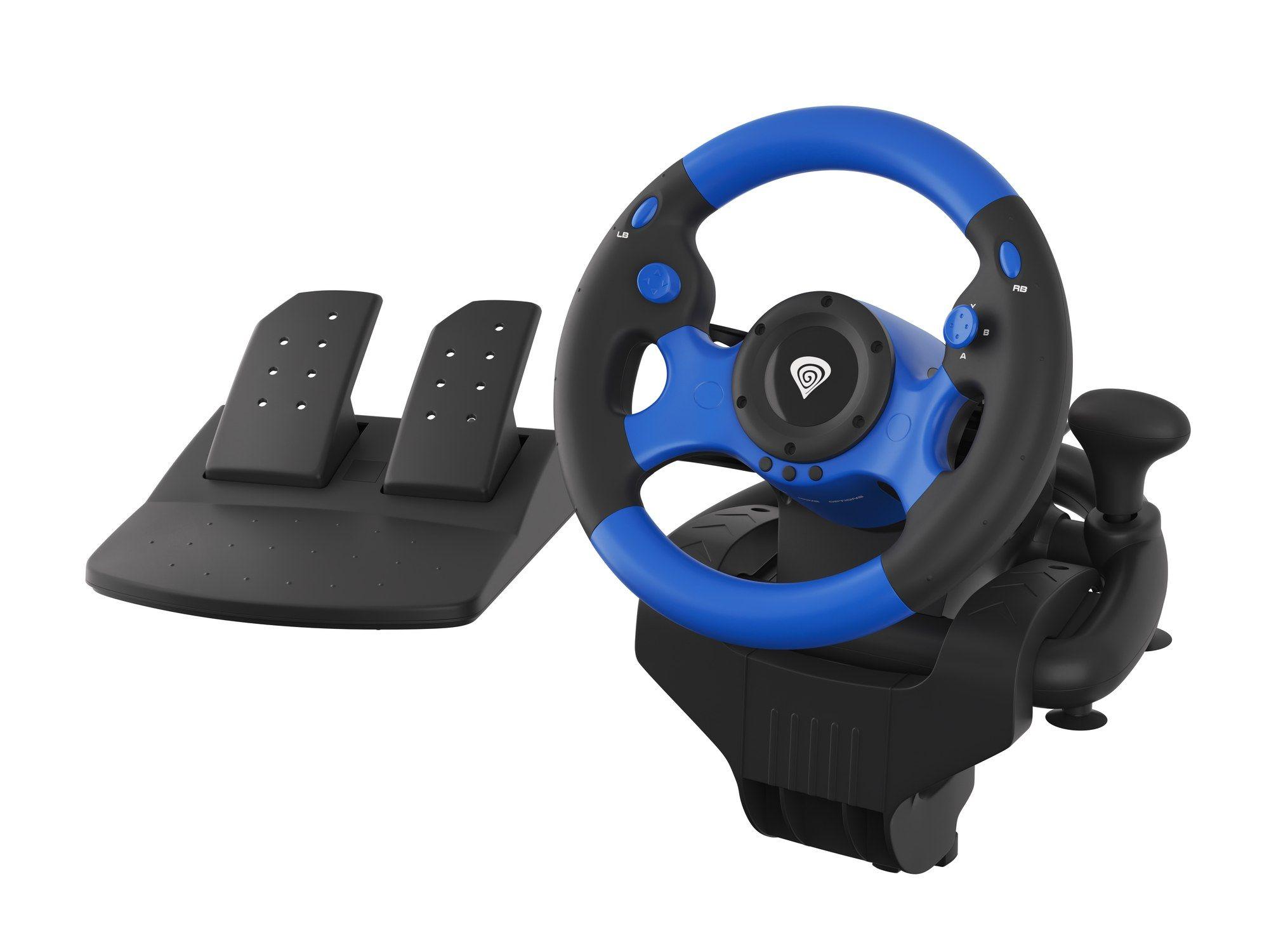 Volante e Pedais Gaming GENESIS Seaborg 350 (Com fios - Preto e Azul)