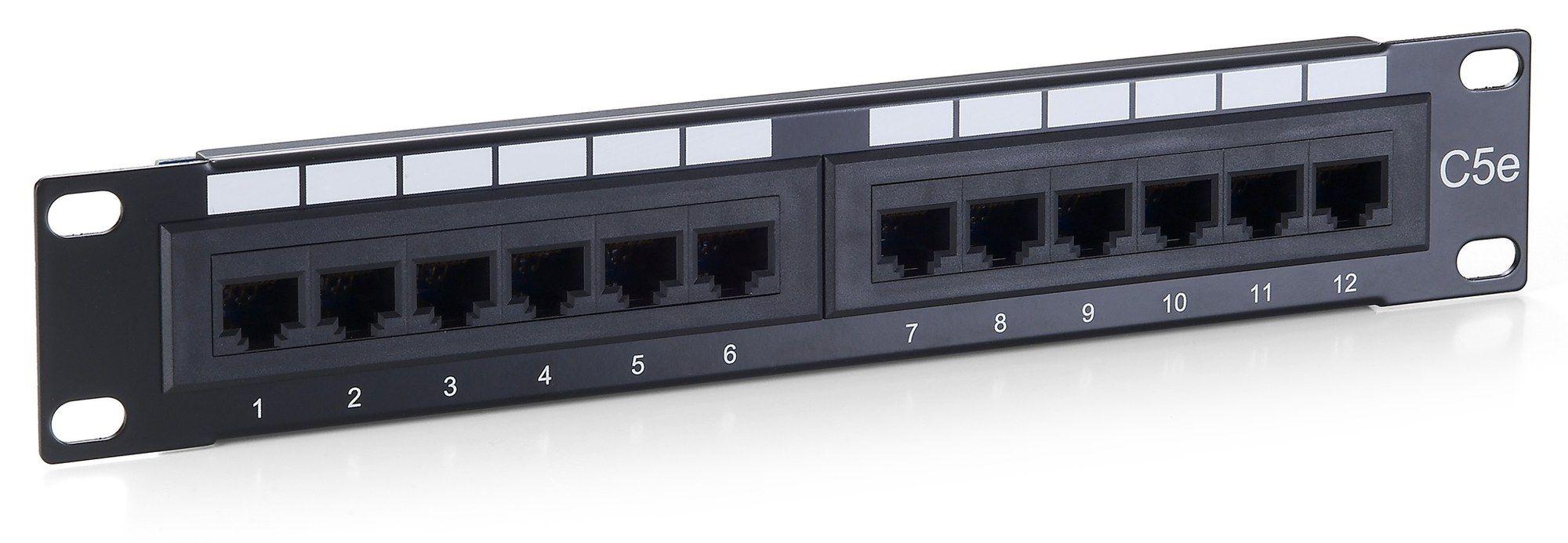 Painel de Ligações de Rede EQUIP 208015 (12x RJ45 - Cat5e - 10" 1U - Preto)