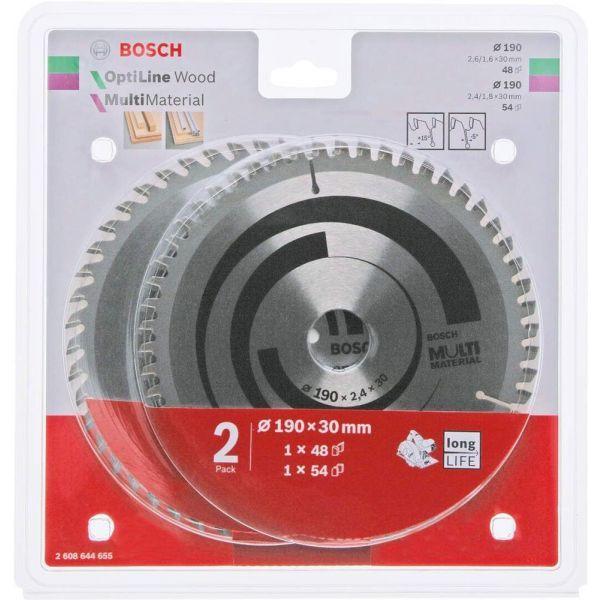 Conjunto de Lâminas de Serra Circular BOSCH 2608644655 (Material sanduíche)