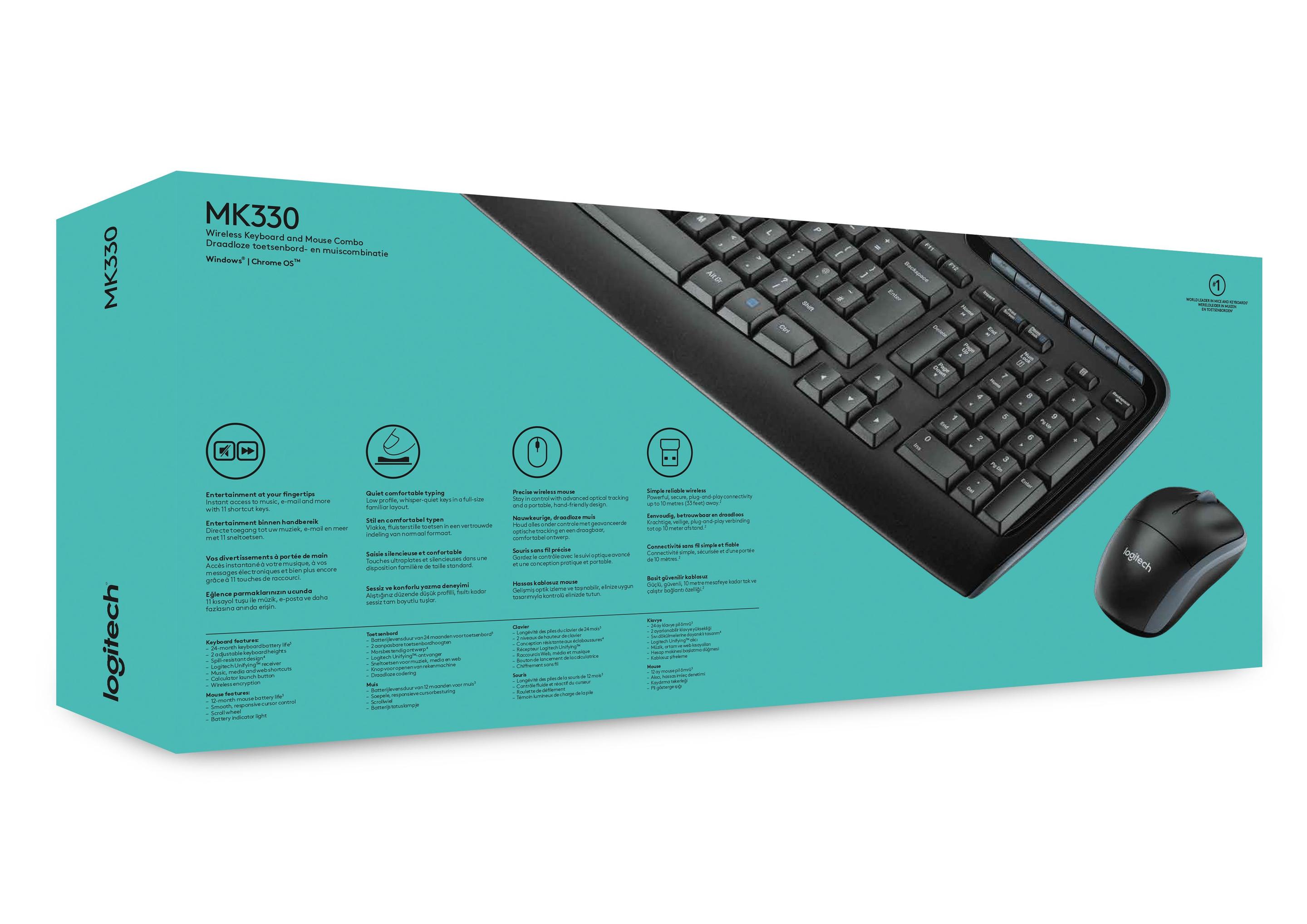 Teclado e Rato LOGITECH MK330 (Estados Unidos - Tamanho completo - USB - Preto) — miniatura 7