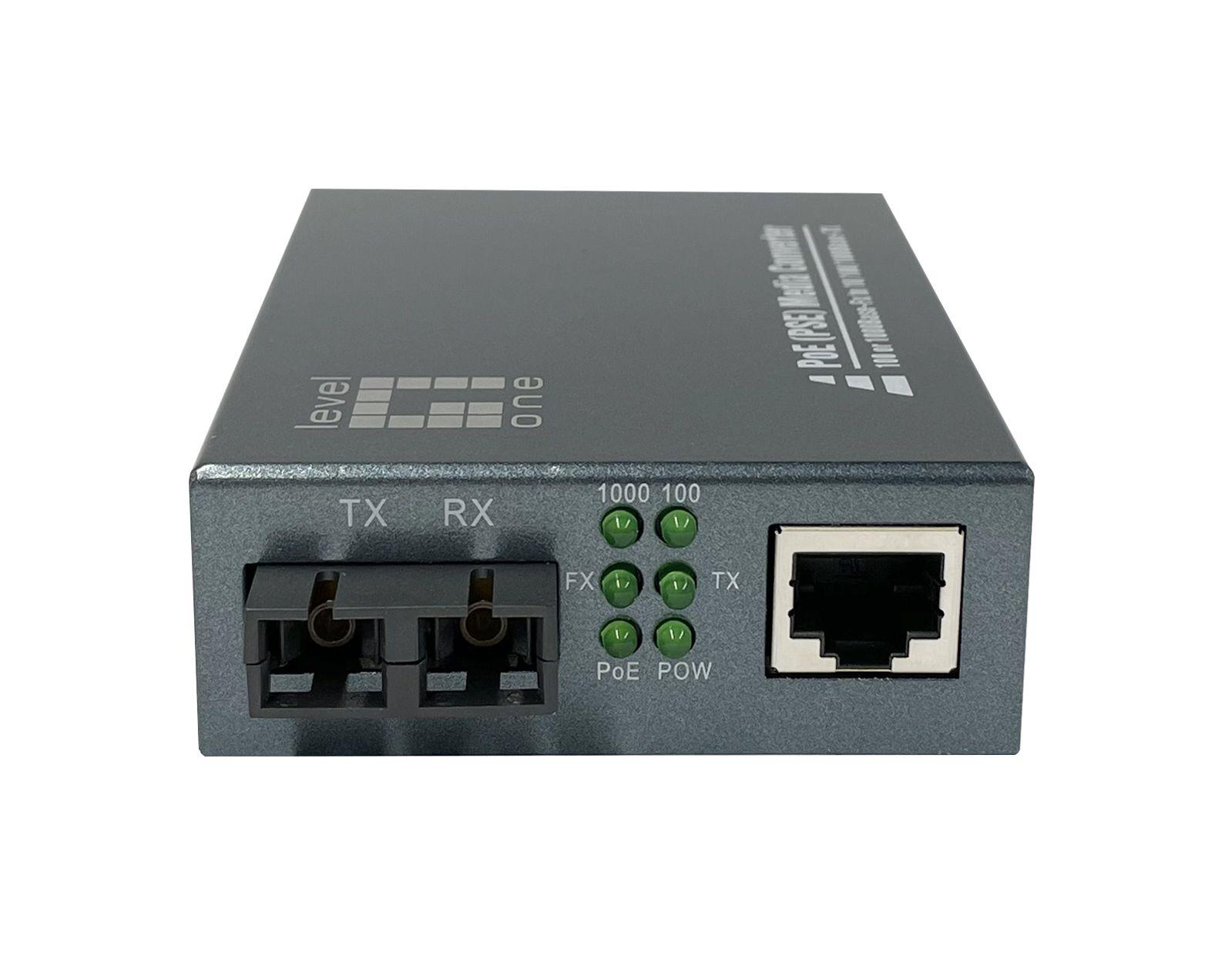 Conversor de Media LEVEL ONE GVT-2014 (1000 Mbit/s - Cinzento)