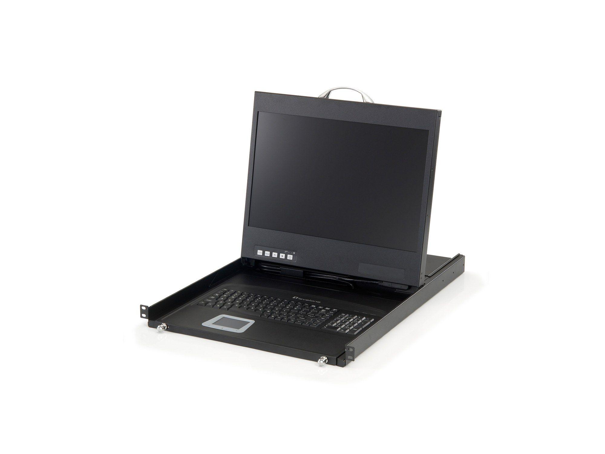 Consola KVM de Rack LEVELONE KVM-8901DE (19" - 1440 x 900 - 8 portas - Layout DE - Preto)