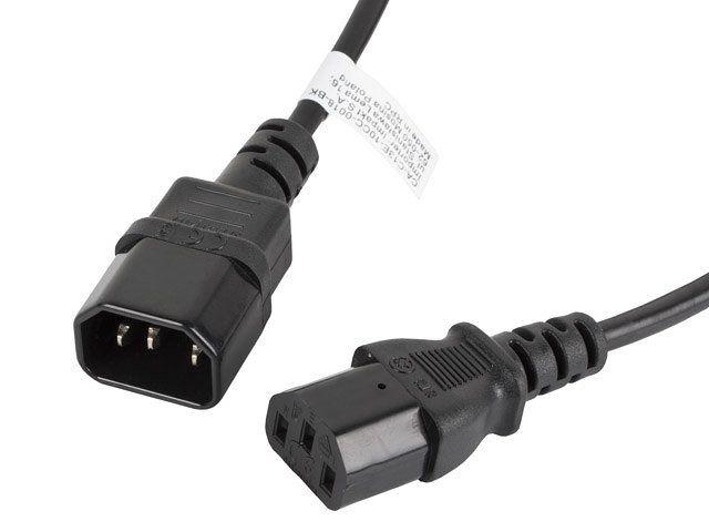 Cabo de Alimentação LANBERG CA-C13E-10CC-0018-BK (1,8 m - IEC 320 C14 macho - IEC 320 C13 fêmea - Preto)