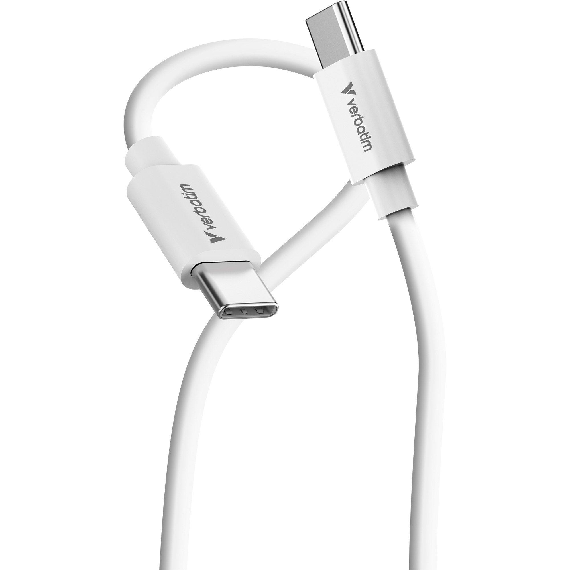 Cabo USB-C VERBATIM 32391 (1 m - USB-C macho - Preto e Branco) — miniatura 3