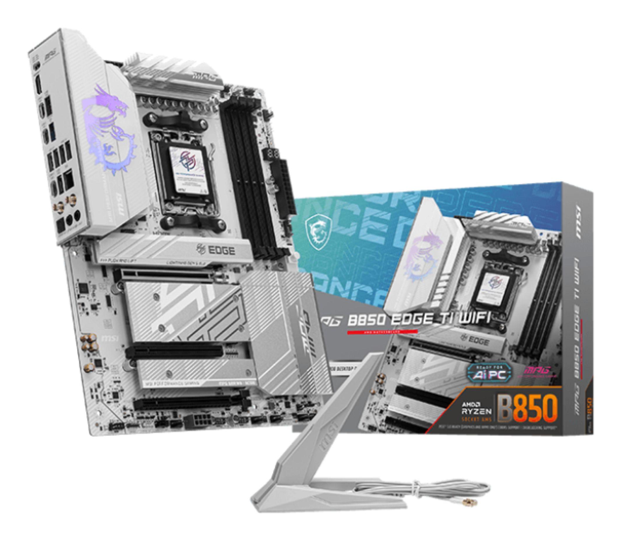 Motherboard MSI MPG B850 EDGE TI WIFI (AM5 - ATX - Duplo canal - Branco)