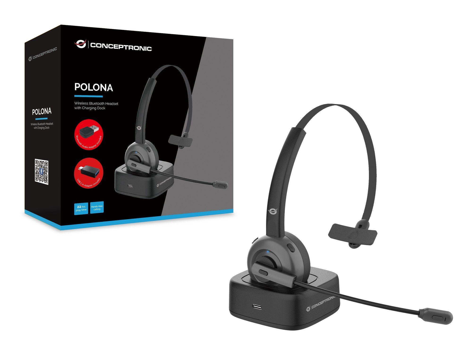 Headset Mono CONCEPTRONIC POLONA03BDA (Monofónico - Sem fios - Supra-aural - Preto), miniatura 2