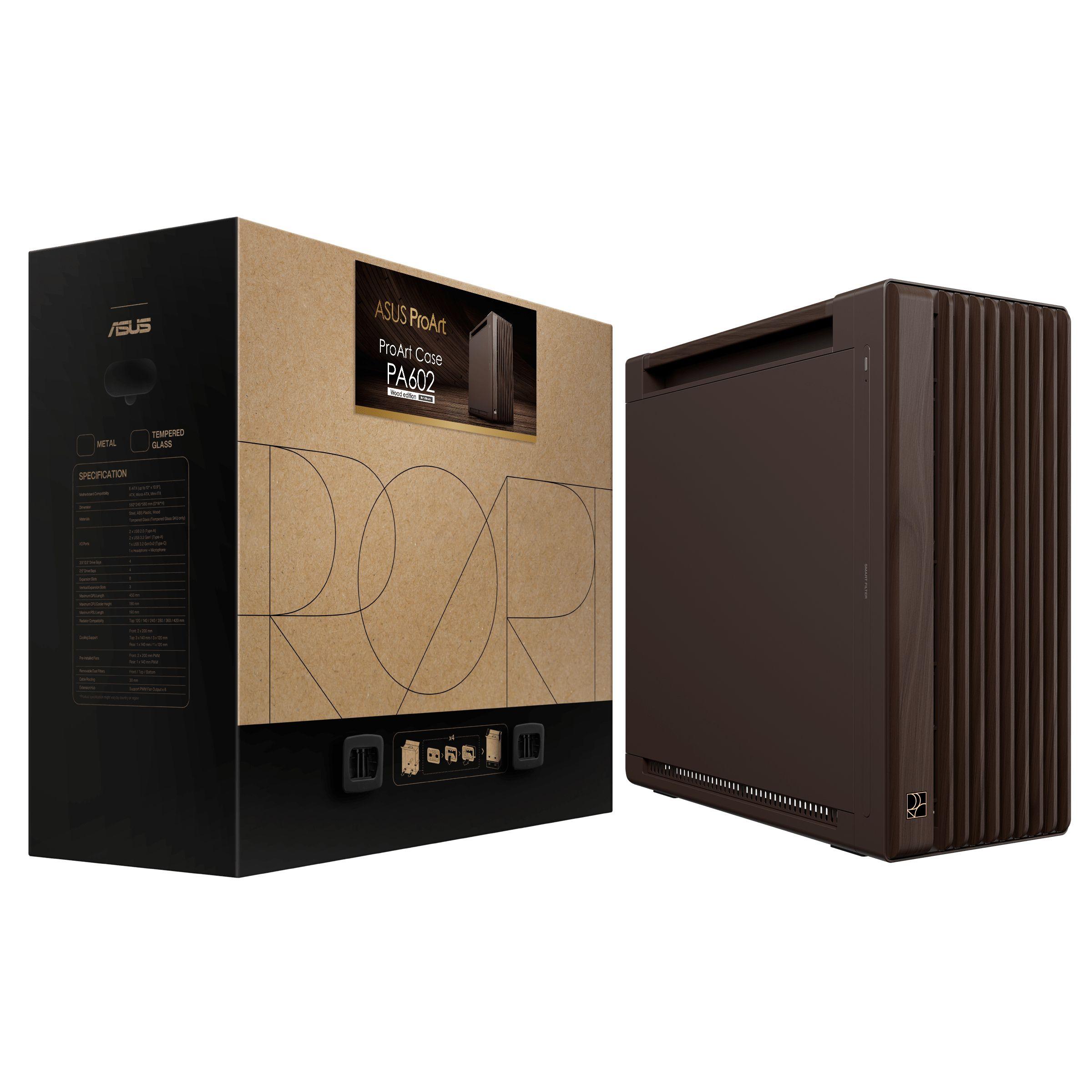 Caixa PC ASUS ProArt PA602 Wood Edition Retro Brown (Midi Tower - 18,5 cm - 44 cm - Castanho), miniatura 17