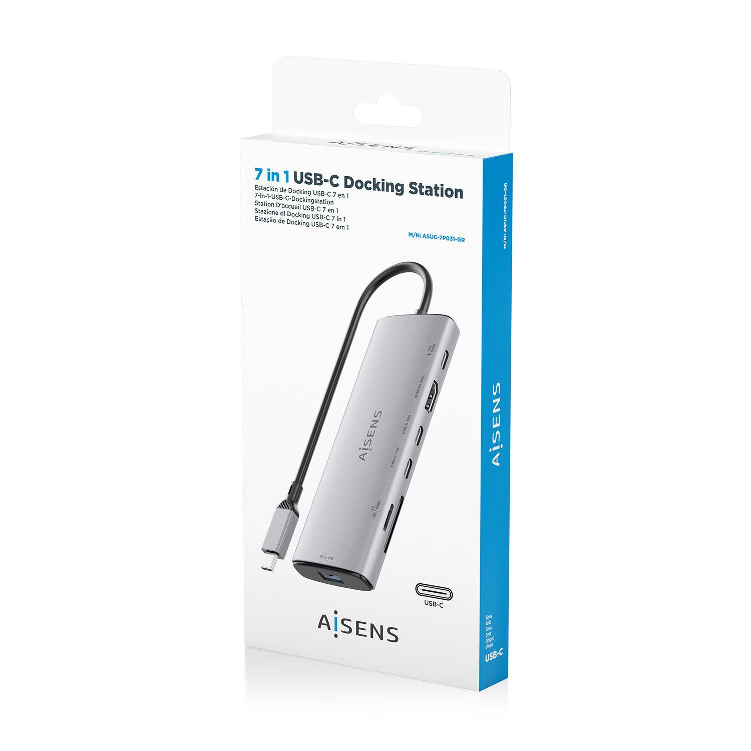 Dock USB-C AISENS ASUC-7P031-GR (0,2 m - Cinzento), miniatura 7