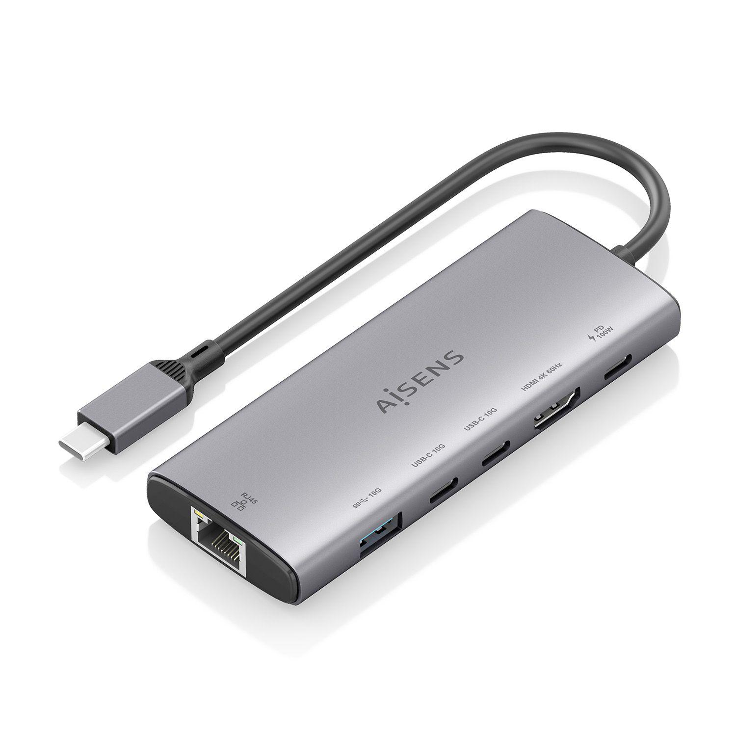 Estação de Ancoragem USB-C AISENS ASUC-6P030-GR (0,2 m - Cinzento)