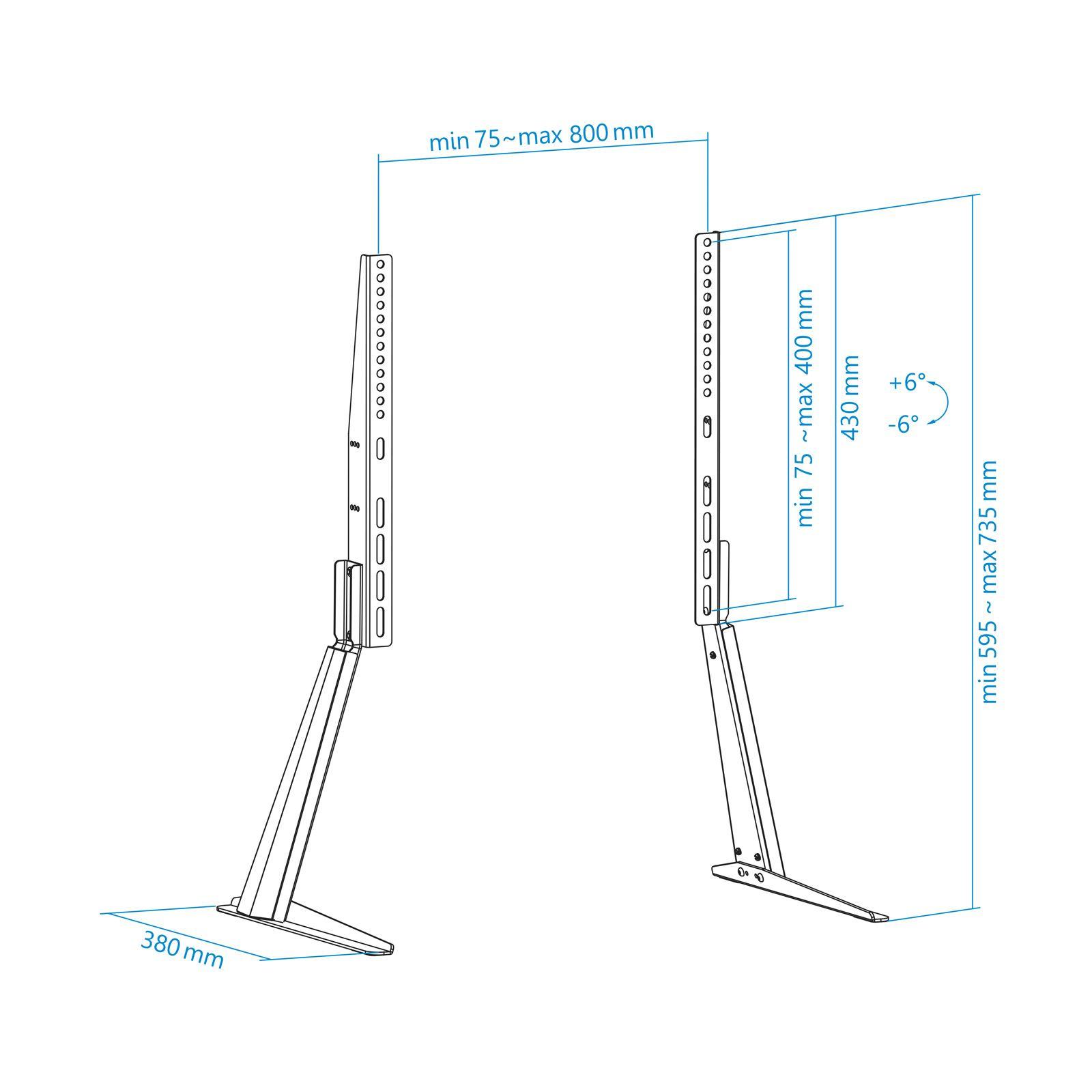 Suporte de Mesa para TV TOOQ DB3270T-B (32"–70" - 50 kg - Preto), miniatura 7