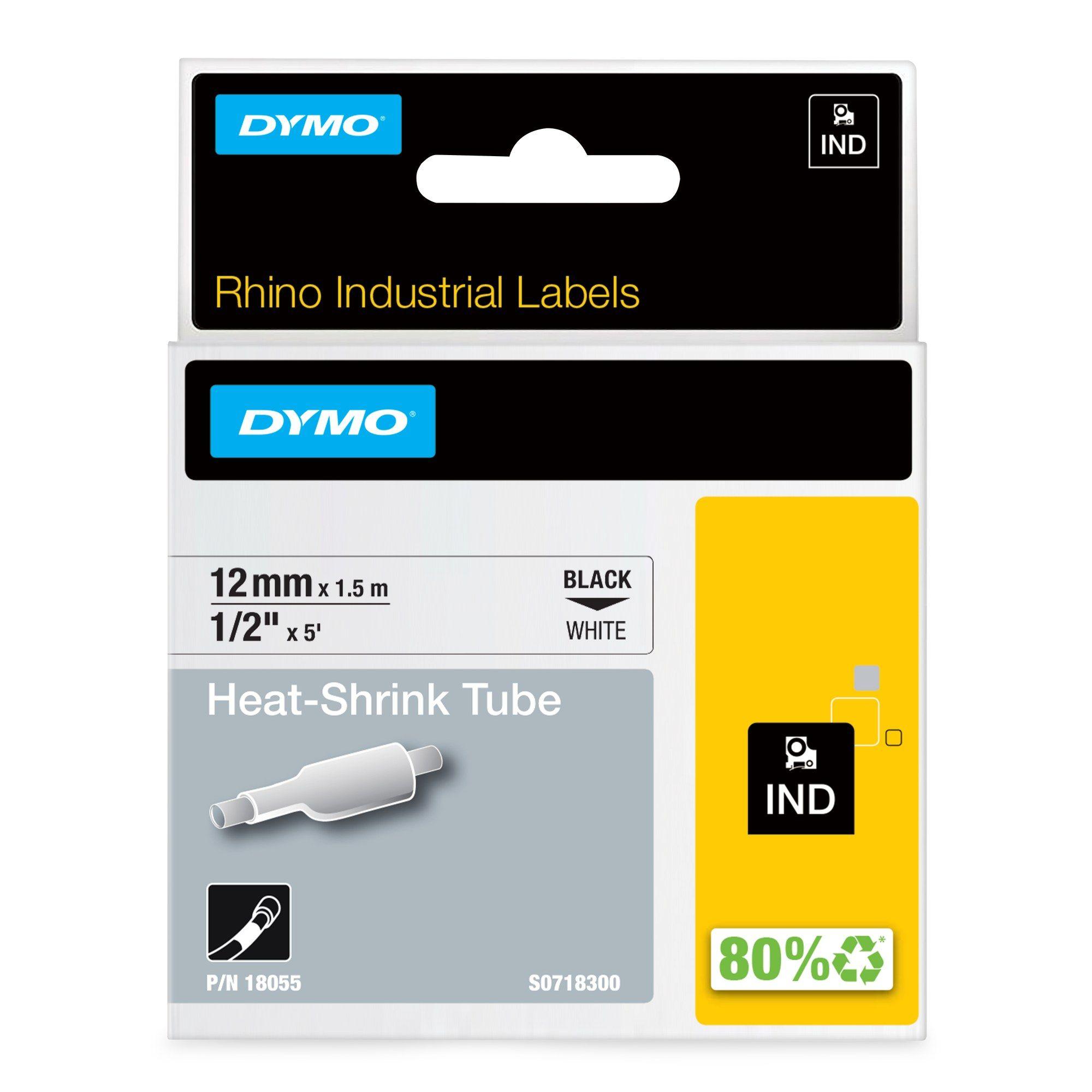 Fita Termorretrátil para Rotuladora DYMO Rhino 18055 (Preto sobre Branco)