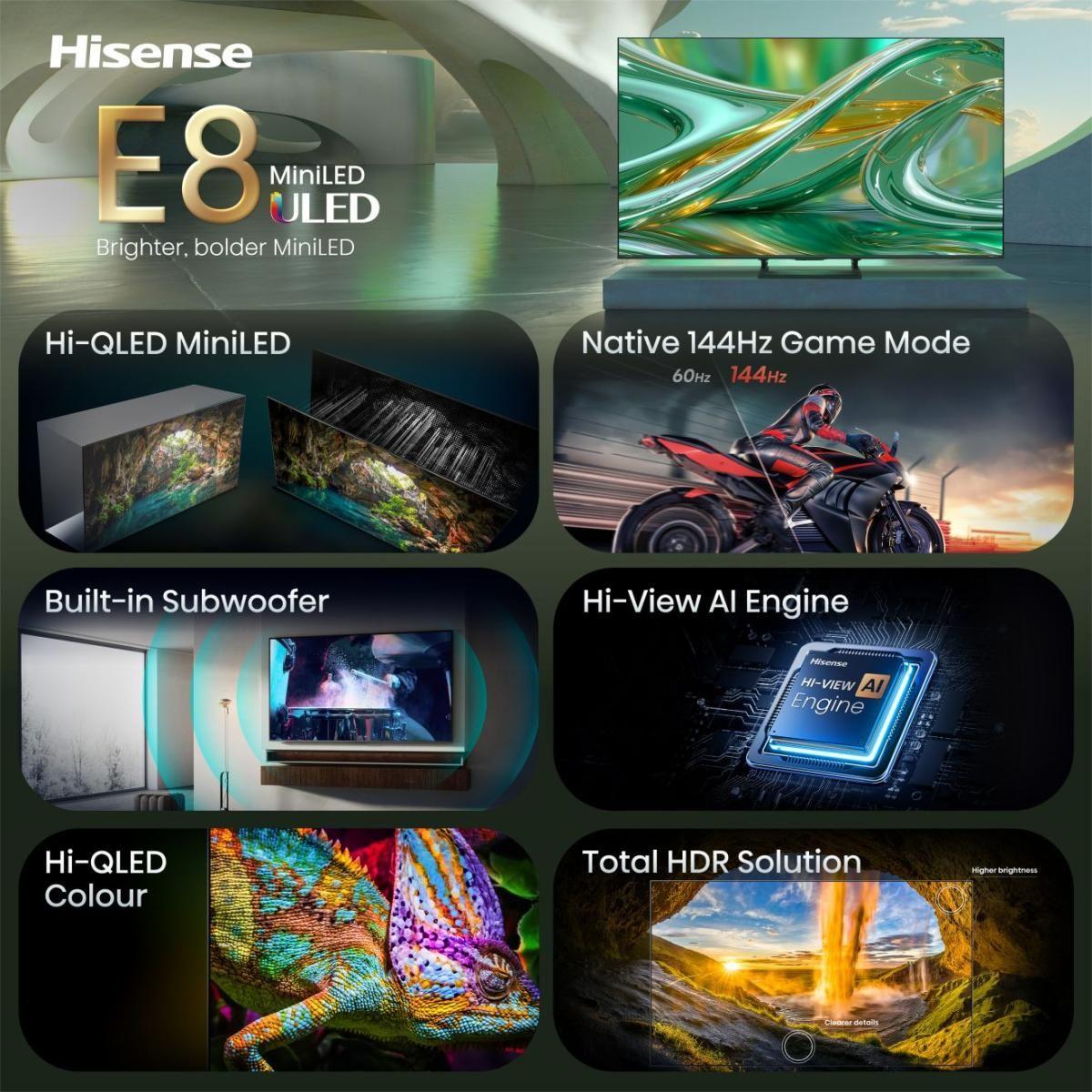 Televisão HISENSE TV 85E8S (85" - DLED - 4K Ultra HD - Preto) — miniatura 3